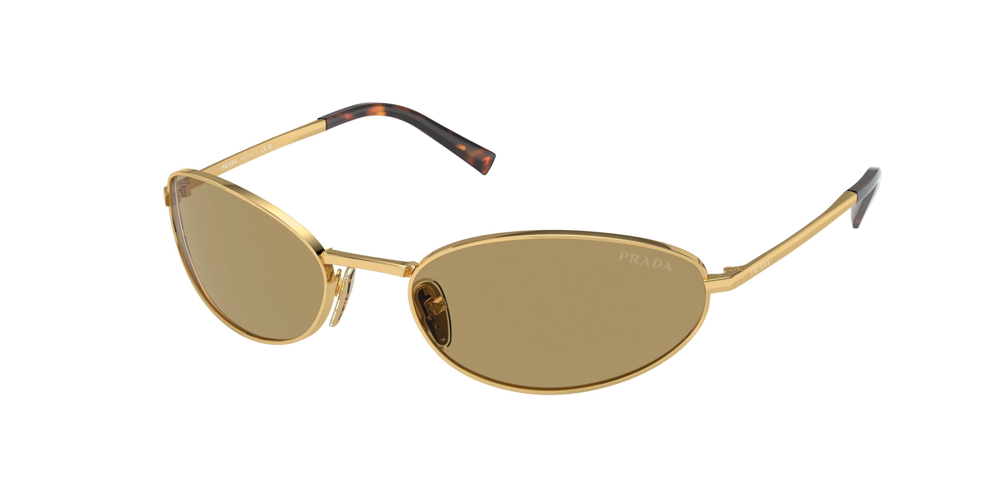 Prada PRA59S Oval Sunglasses 5AK70G-Gold 59-125-19 - Color Map Gold
