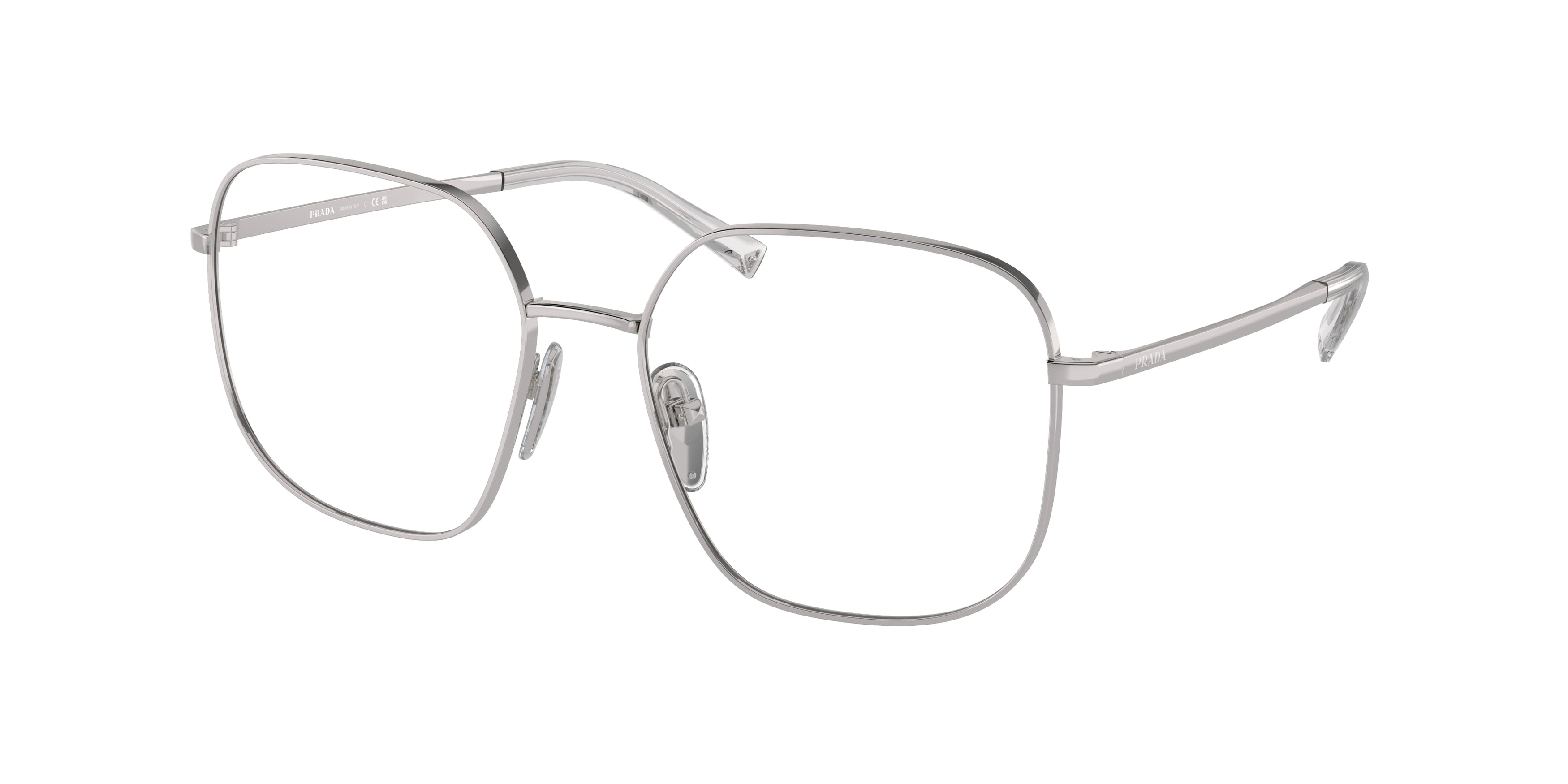 Prada PRA59V Square Eyeglasses 1BC1O1-Silver 55-135-17 - Color Map Silver