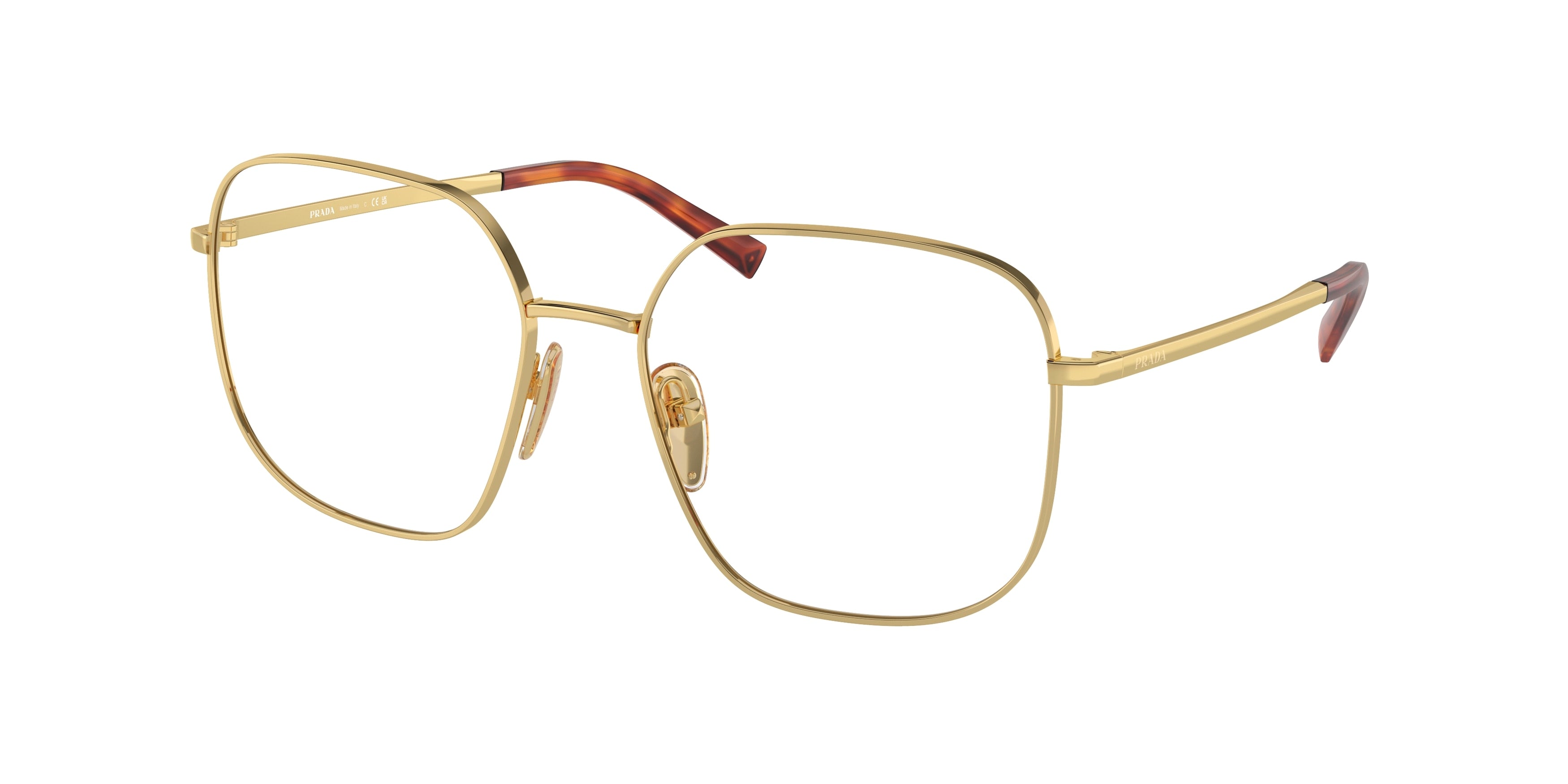 Prada PRA59V Square Eyeglasses 5AK1O1-Gold 55-135-17 - Color Map Gold