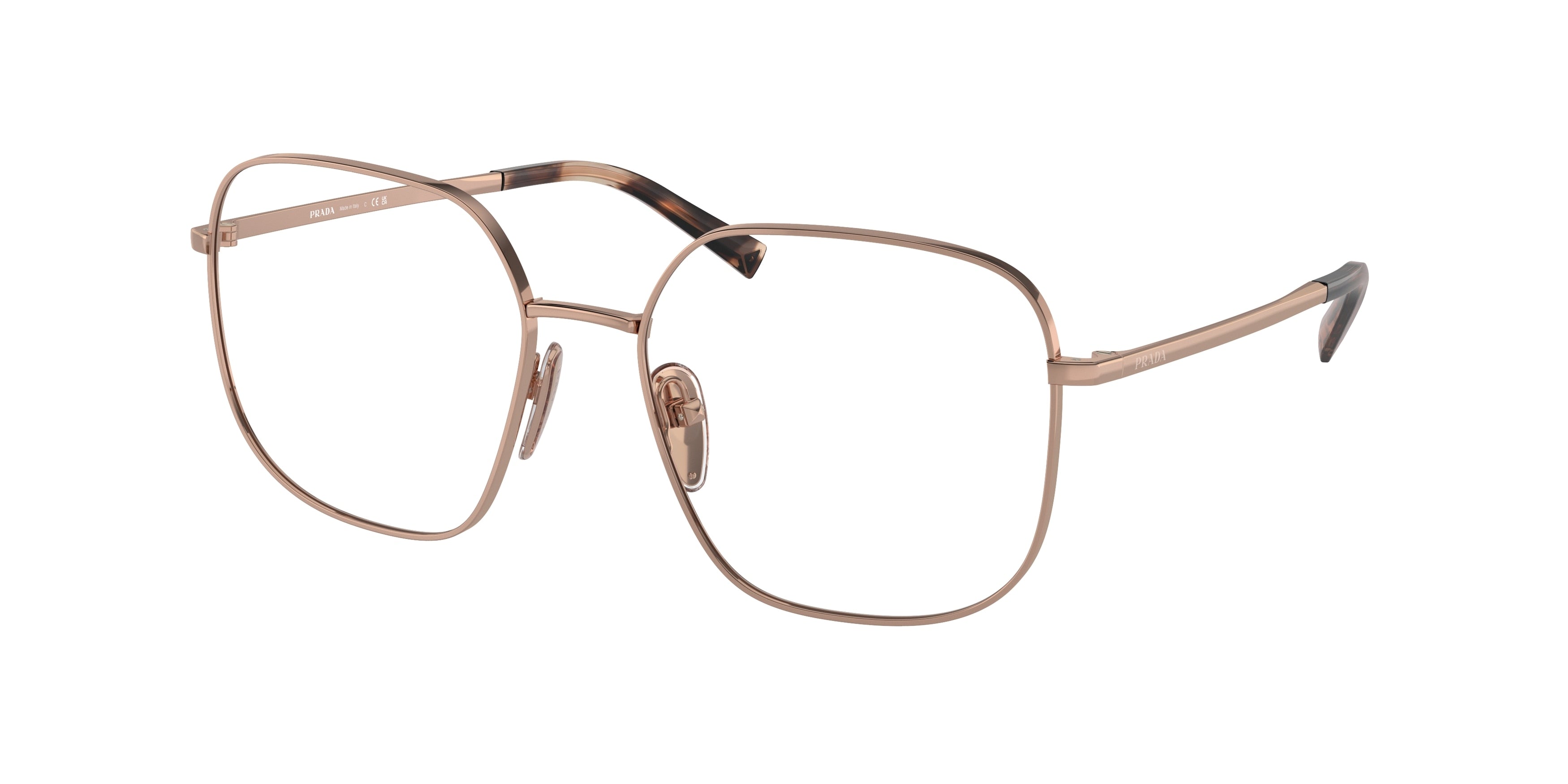 Prada PRA59V Square Eyeglasses ZVF1O1-Rose Gold 55-135-17 - Color Map Gold