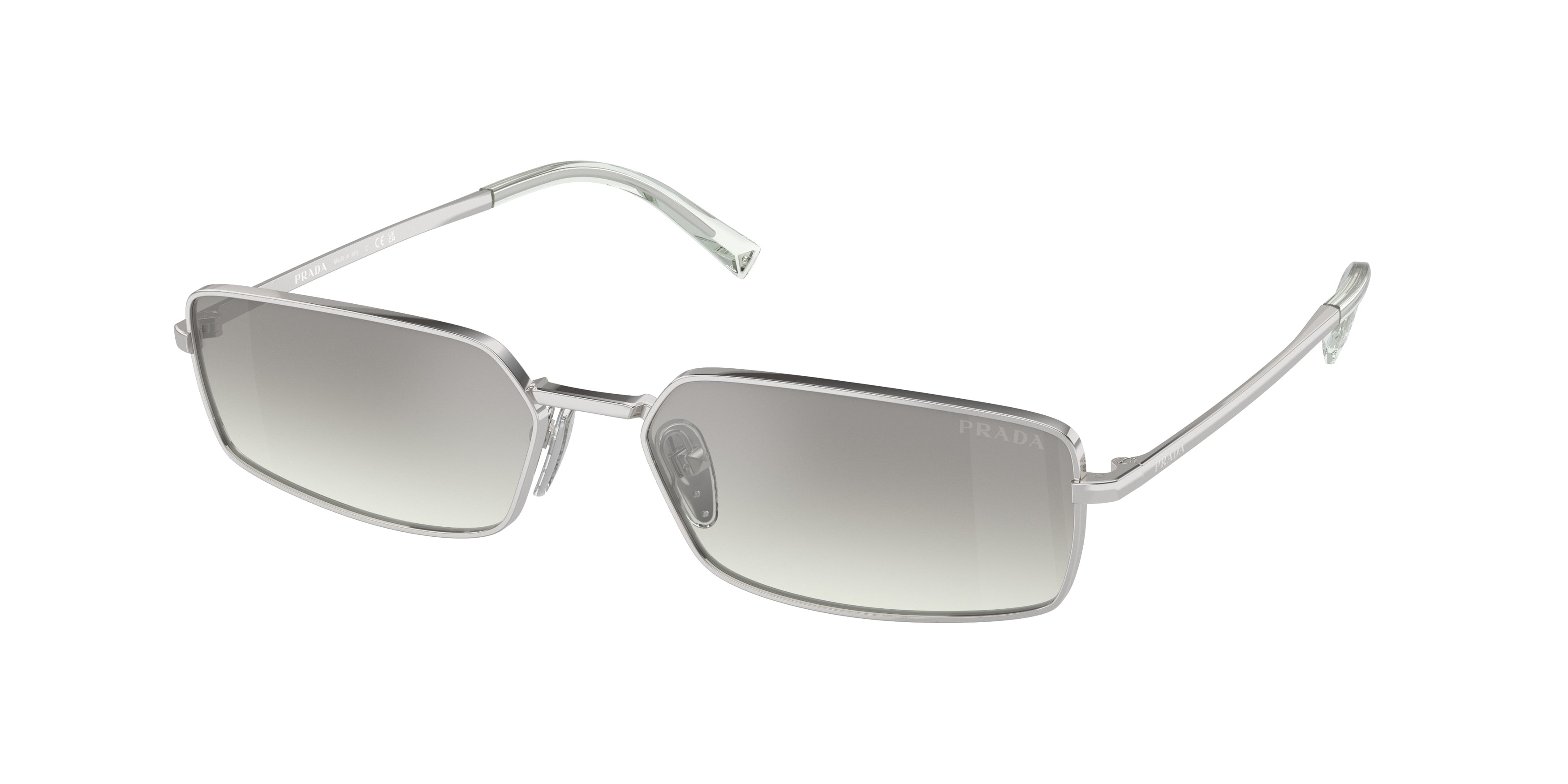 Prada PRA60S Rectangle Sunglasses 1BC80G-Silver 59-135-16 - Color Map Silver
