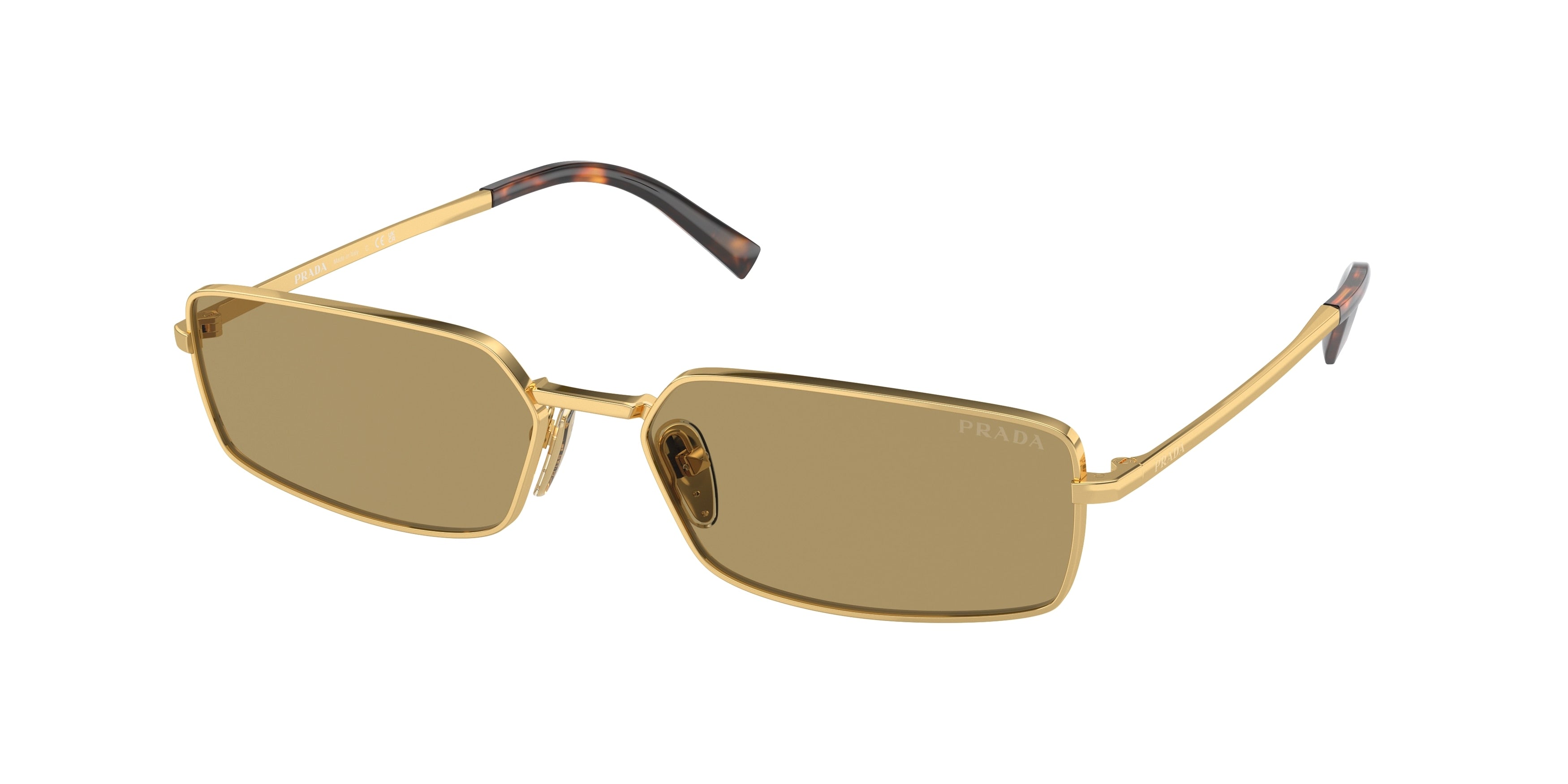 Prada PRA60S Rectangle Sunglasses 5AK70G-Gold 59-135-16 - Color Map Gold