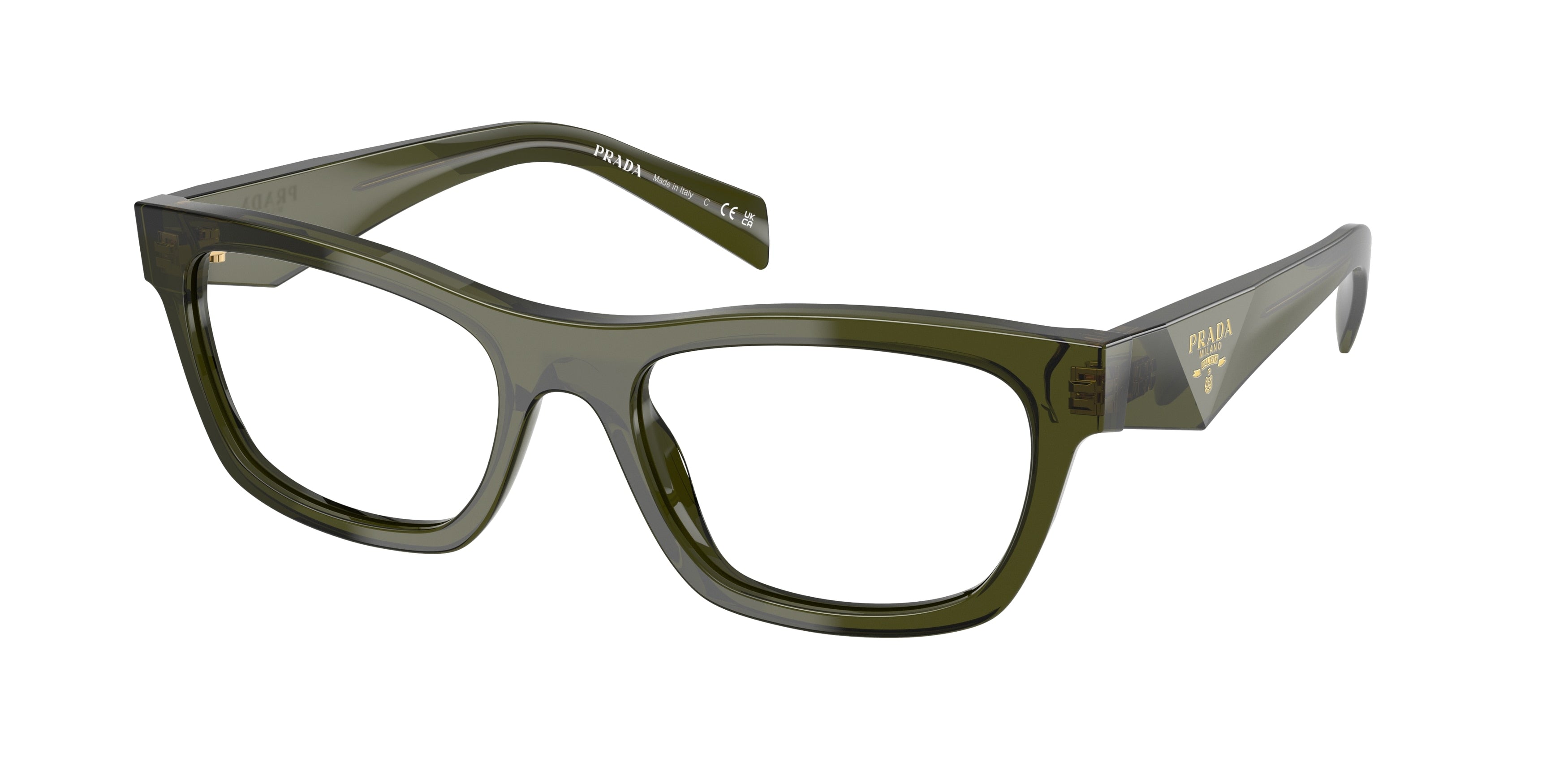 Prada PRB01V Butterfly Eyeglasses 19Z1O1-Transparent Bottle 54-145-19 - Color Map Green