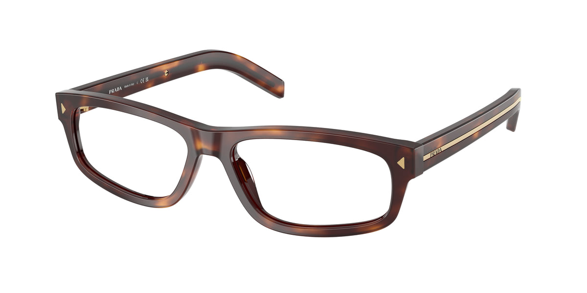 Prada PRB02V Rectangle Eyeglasses 15W1O1-Havana 57-145-16 - Color Map Tortoise