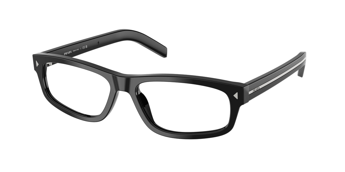 Prada PRB02V Rectangle Eyeglasses 16K1O1-Black 57-145-16 - Color Map Black