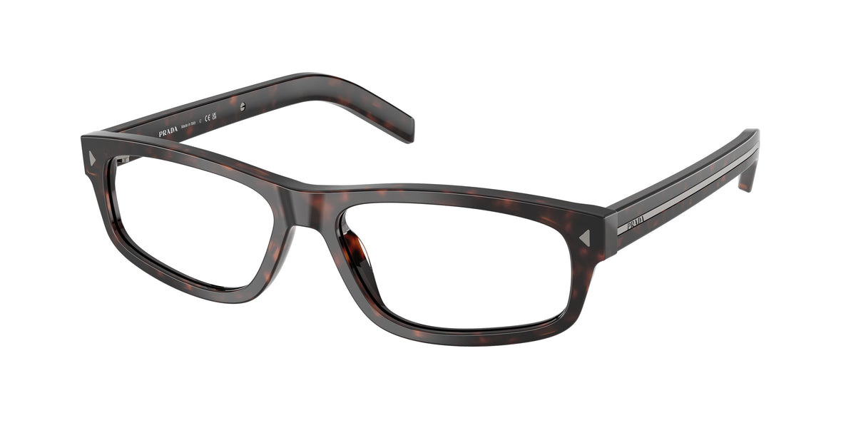 Prada PRB02V Rectangle Eyeglasses 17N1O1-Root Havana 57-145-16 - Color Map Tortoise
