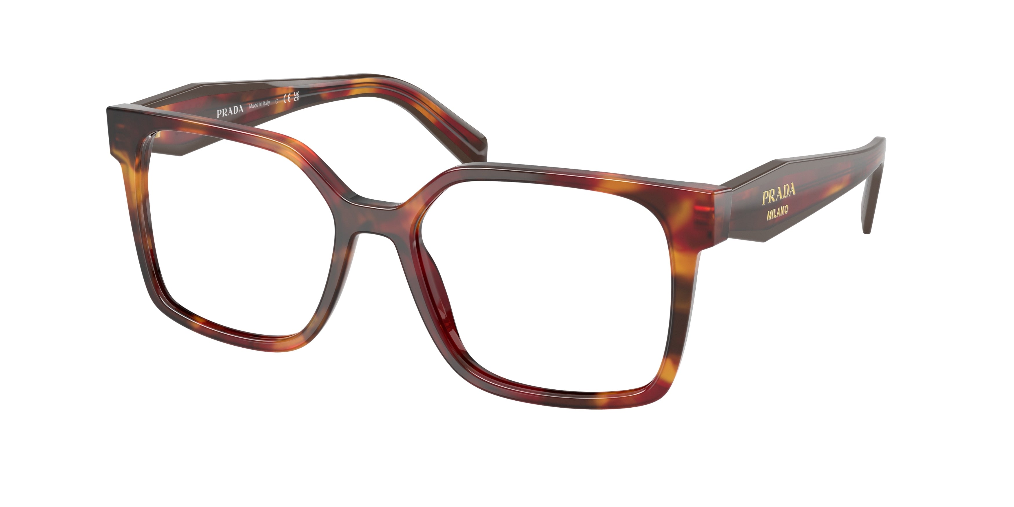 Prada PRB03VF Rectangle Eyeglasses 22A1O1-Poppy Tortoise 56-140-15 - Color Map Tortoise