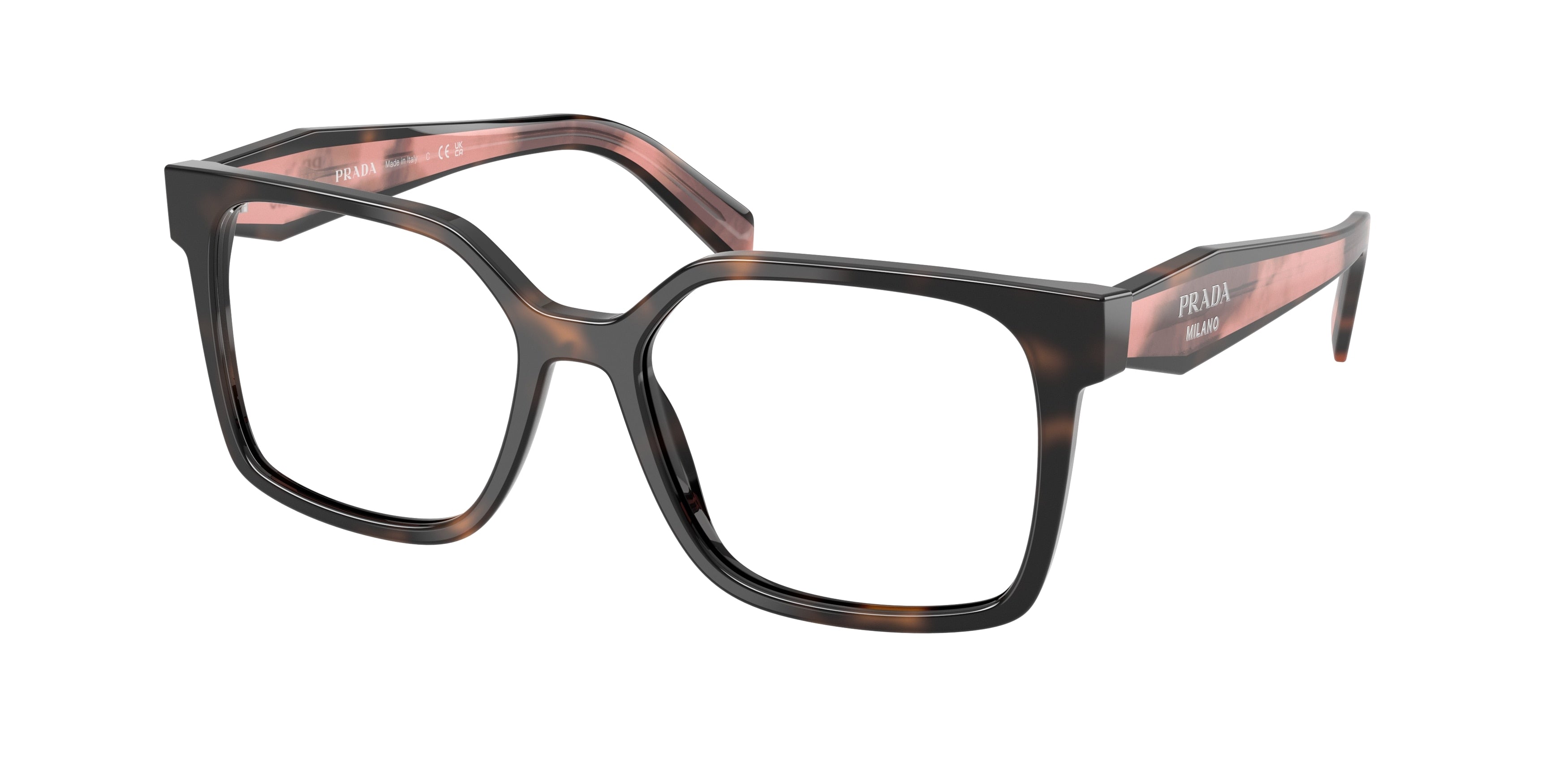 Prada PRB03VF Rectangle Eyeglasses 23A1O1-Mauve Tortoise 56-140-15 - Color Map Tortoise