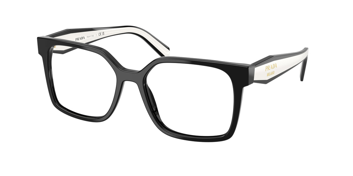 Prada PRB03V Rectangle Eyeglasses 16K1O1-Black 54-140-17 - Color Map Black