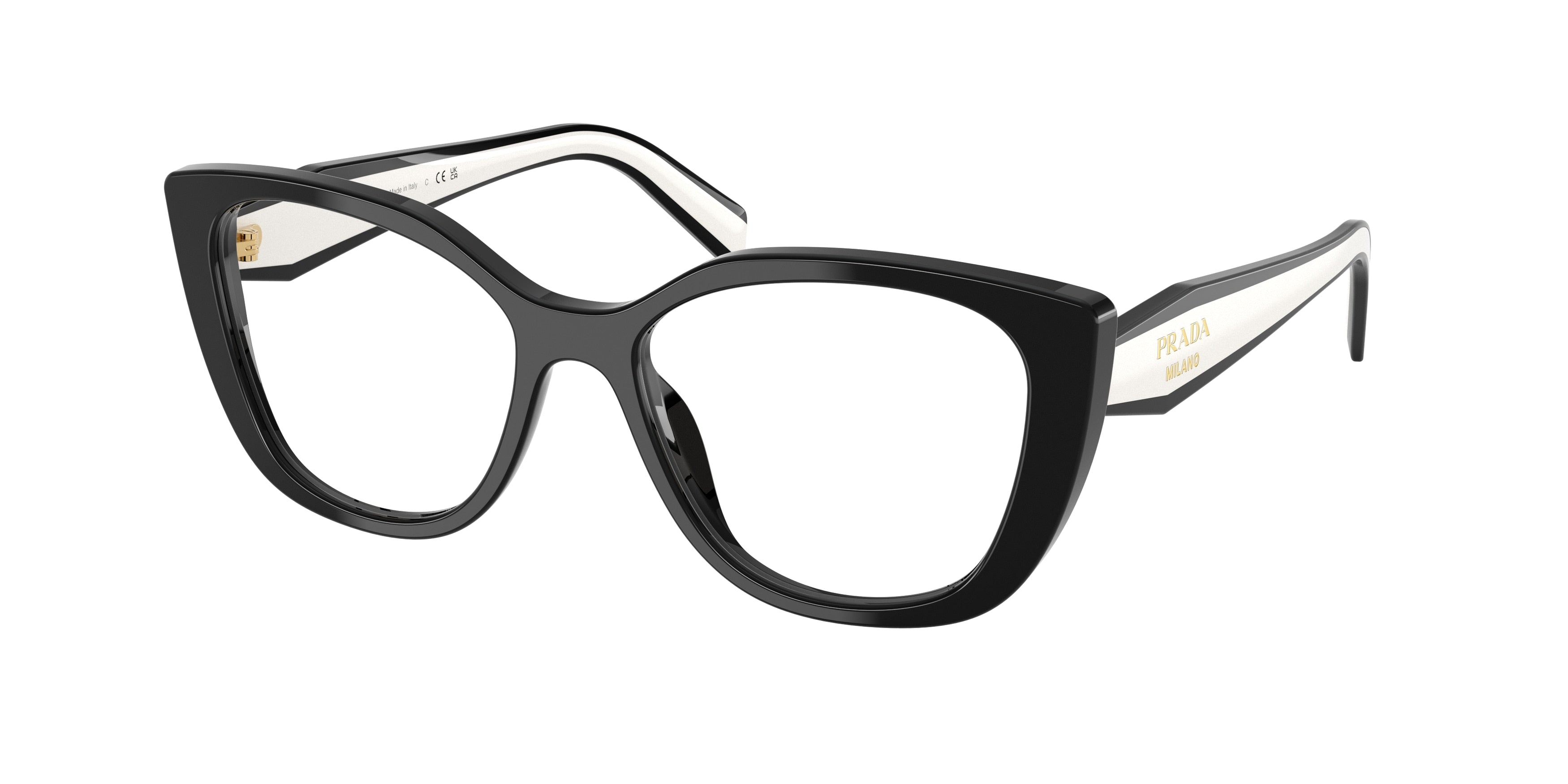 Prada PRB04VF Cat Eye Eyeglasses 16K1O1-Black 55-140-16 - Color Map Black