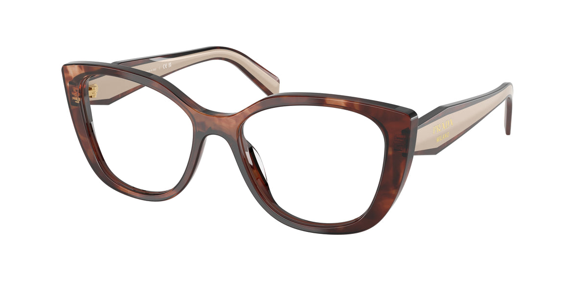 Prada PRB04V Cat Eye Eyeglasses 07R1O1-Havana Caramel 53-140-17 - Color Map Brown