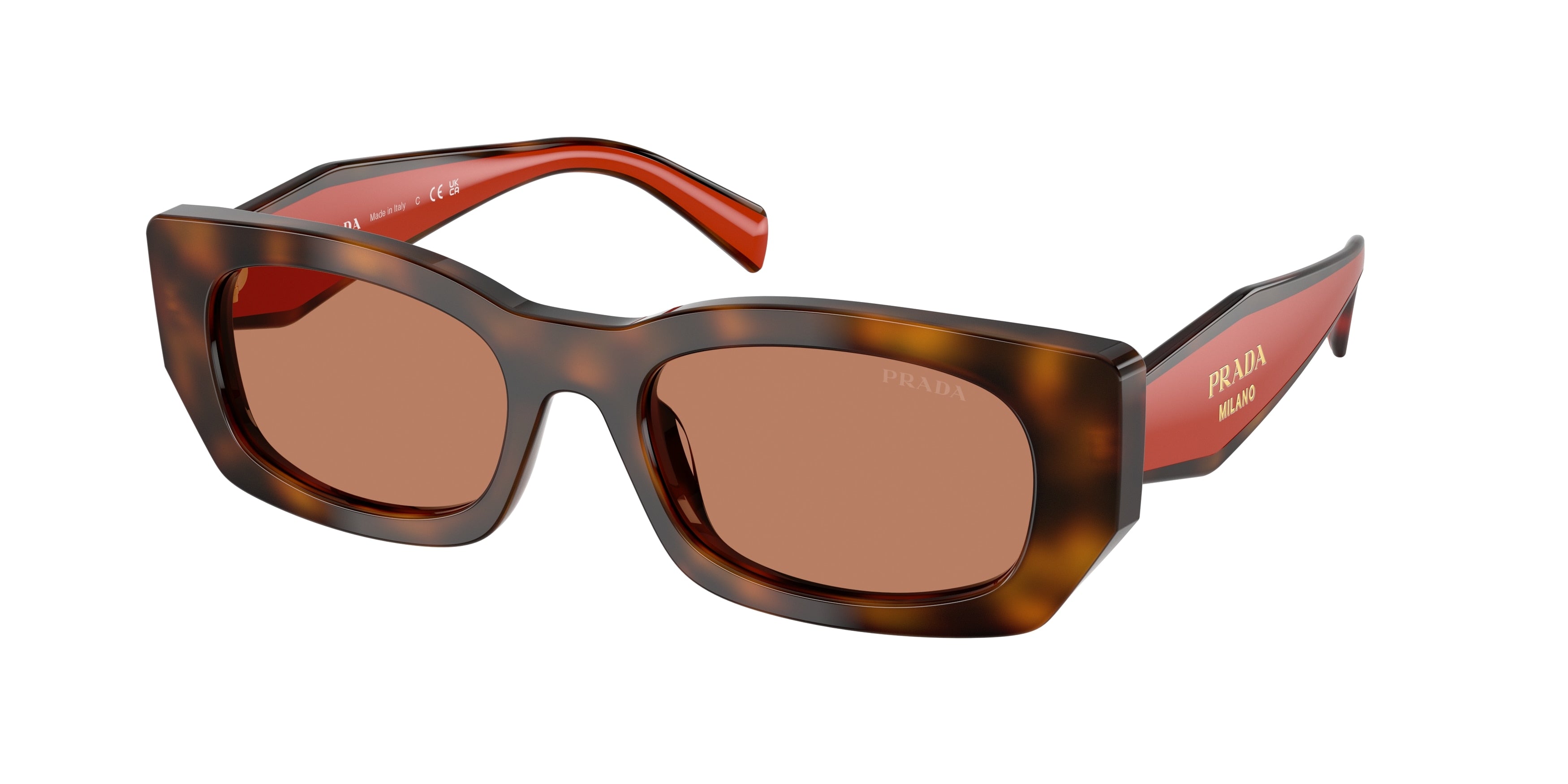 Prada PRB05S Pillow Sunglasses 01K90Q-Juniper Tortoise/Cotto 53-140-19 - Color Map Tortoise
