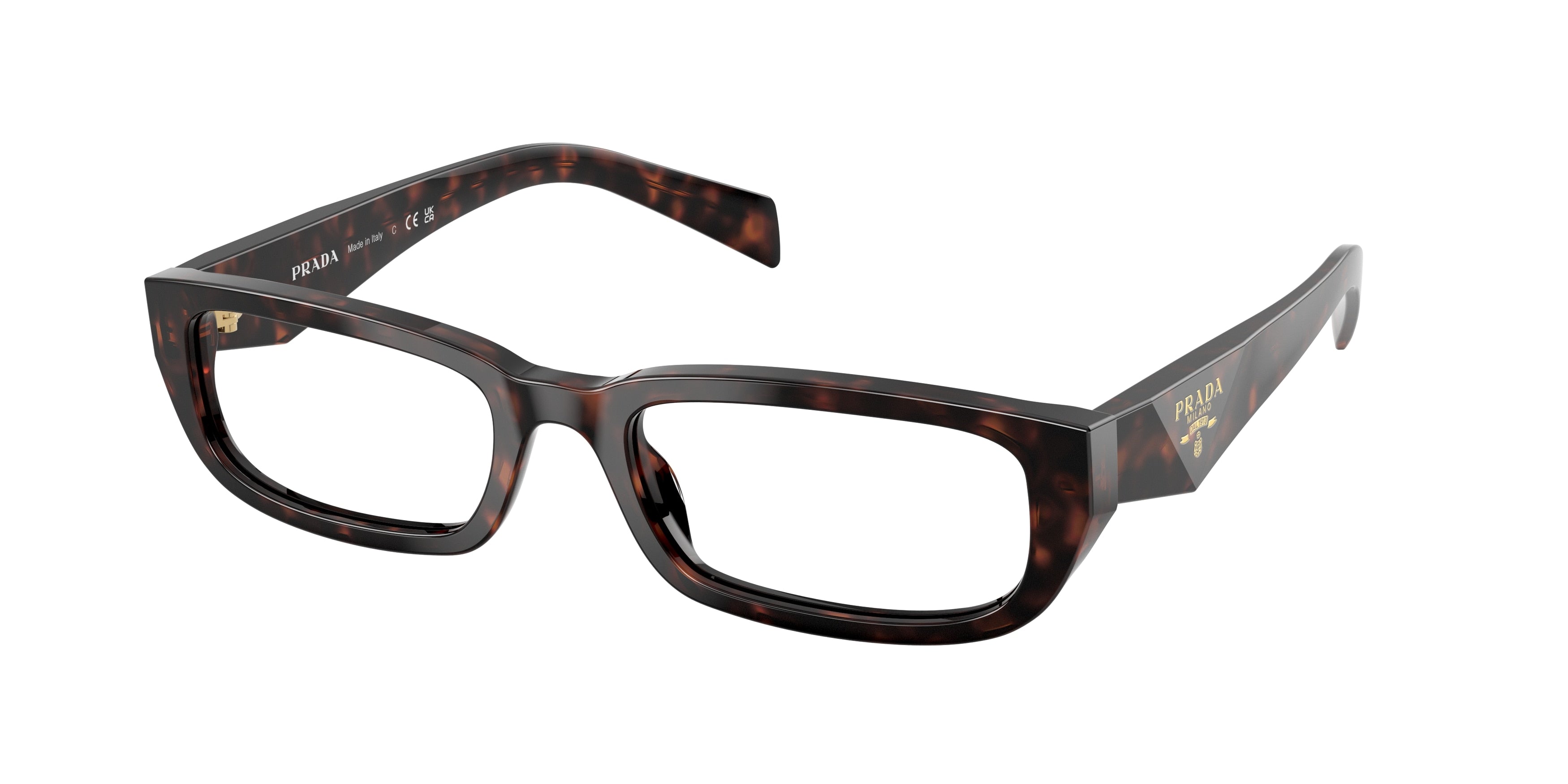 Prada PRB05V Rectangle Eyeglasses 17N1O1-Black/Medium Tortoise 54-145-19 - Color Map Black
