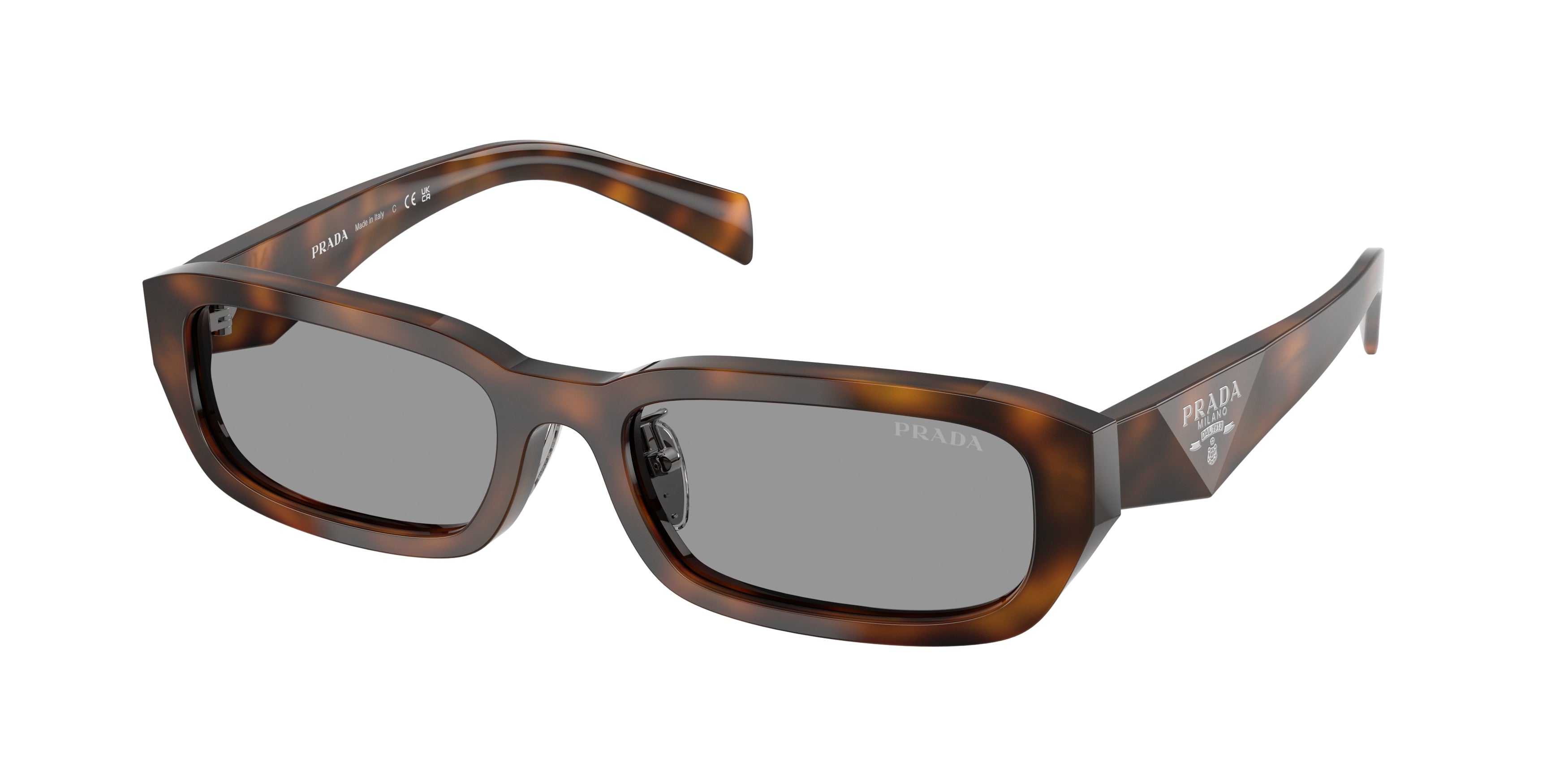 Prada PRB06SF Rectangle Sunglasses 20D50Q-Juniper Tortoise 55-145-18 - Color Map Havana