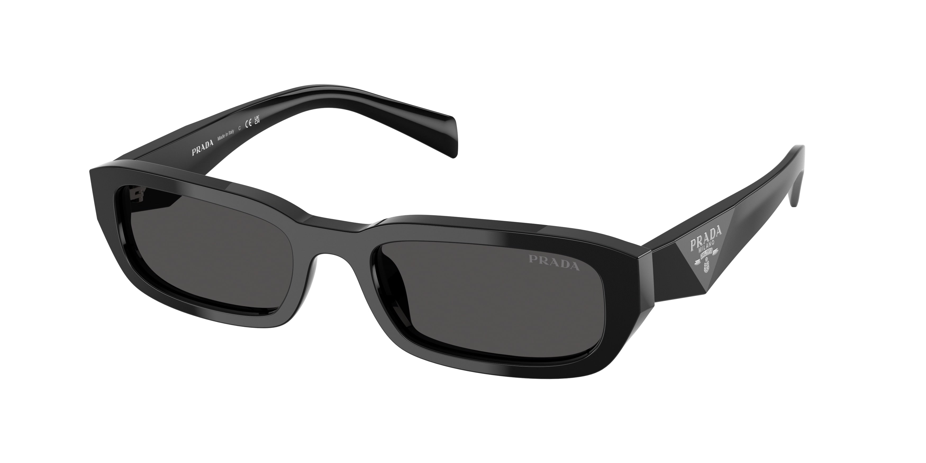 Prada PRB06S Rectangle Sunglasses 16K08Z-Black 53-145-19 - Color Map Black