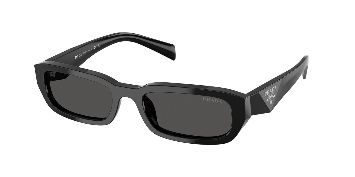 Prada PRB06S Rectangle Sunglasses 16K08Z-Black 53-145-19 - Color Map Black