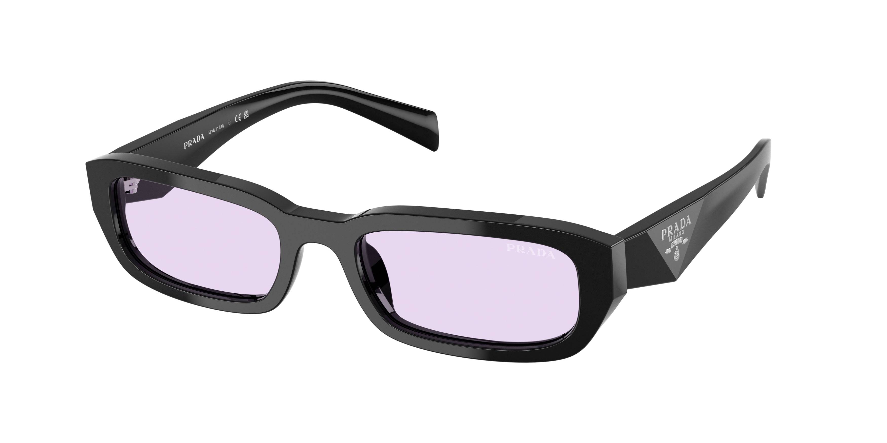 Prada PRB06S Rectangle Sunglasses 16K40J-Black 53-145-19 - Color Map Black