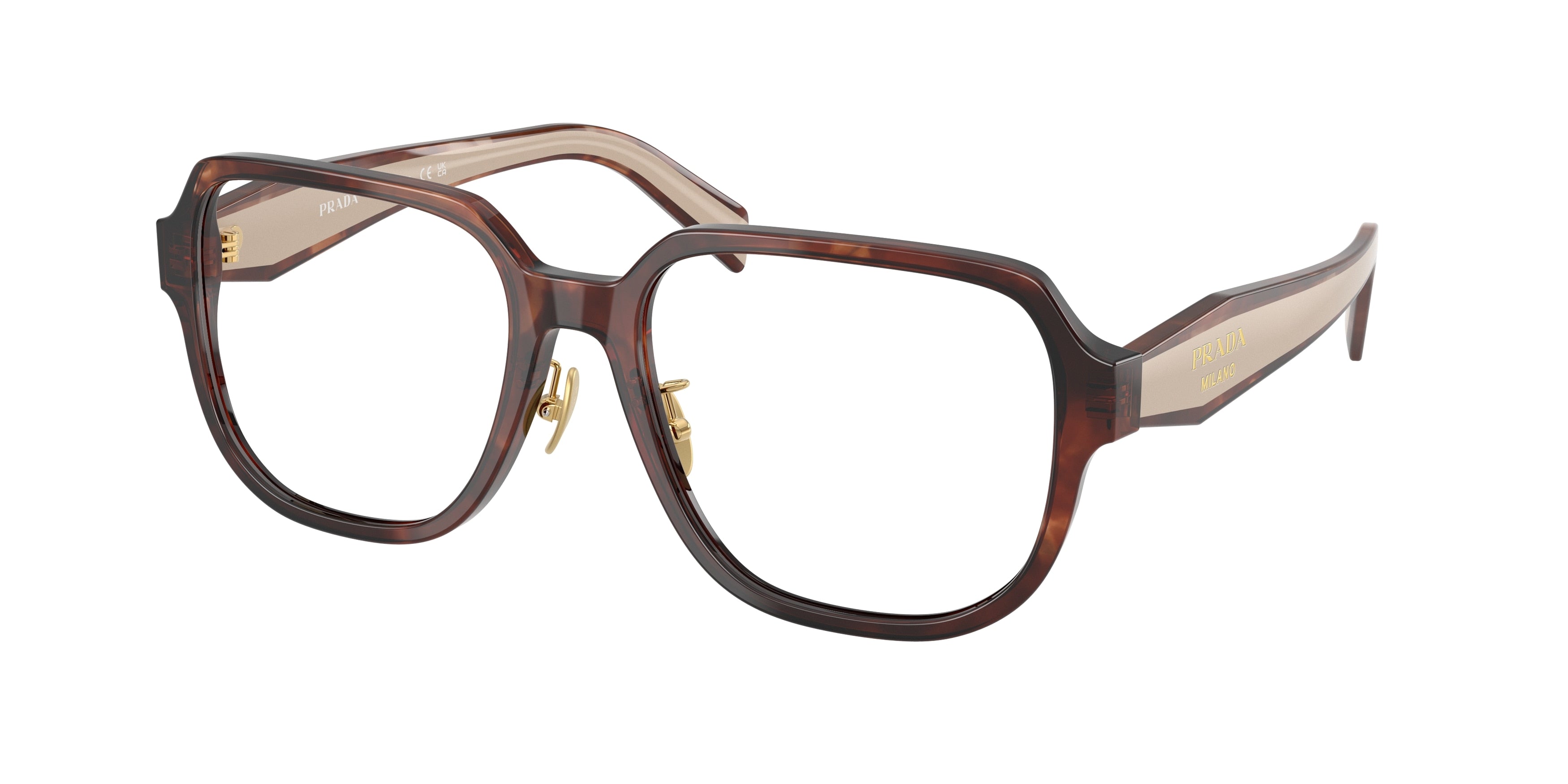 Prada PRB07VD Pillow Eyeglasses 07R1O1-Havana Caramel 56-140-18 - Color Map Brown