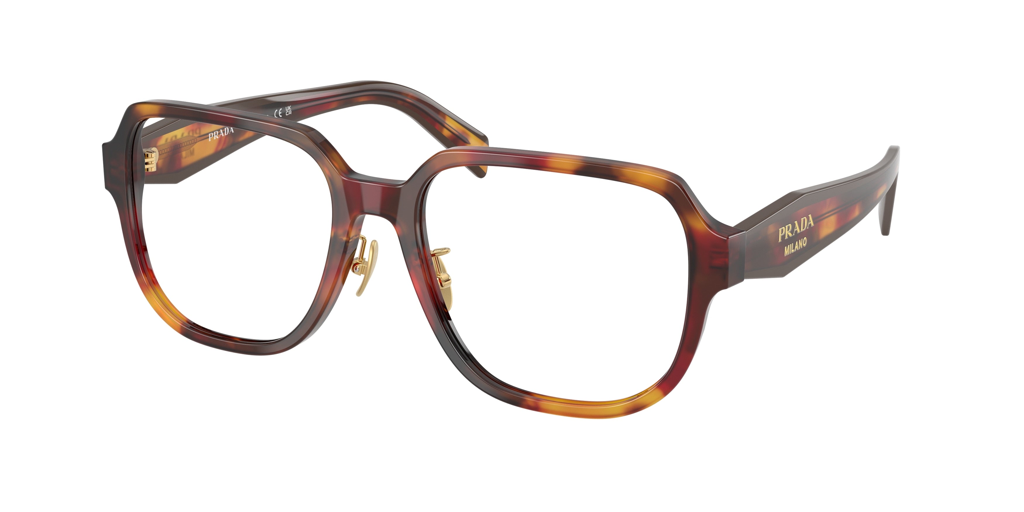 Prada PRB07VD Pillow Eyeglasses 22A1O1-Poppy Tortoise/Bordeaux 56-140-18 - Color Map Tortoise