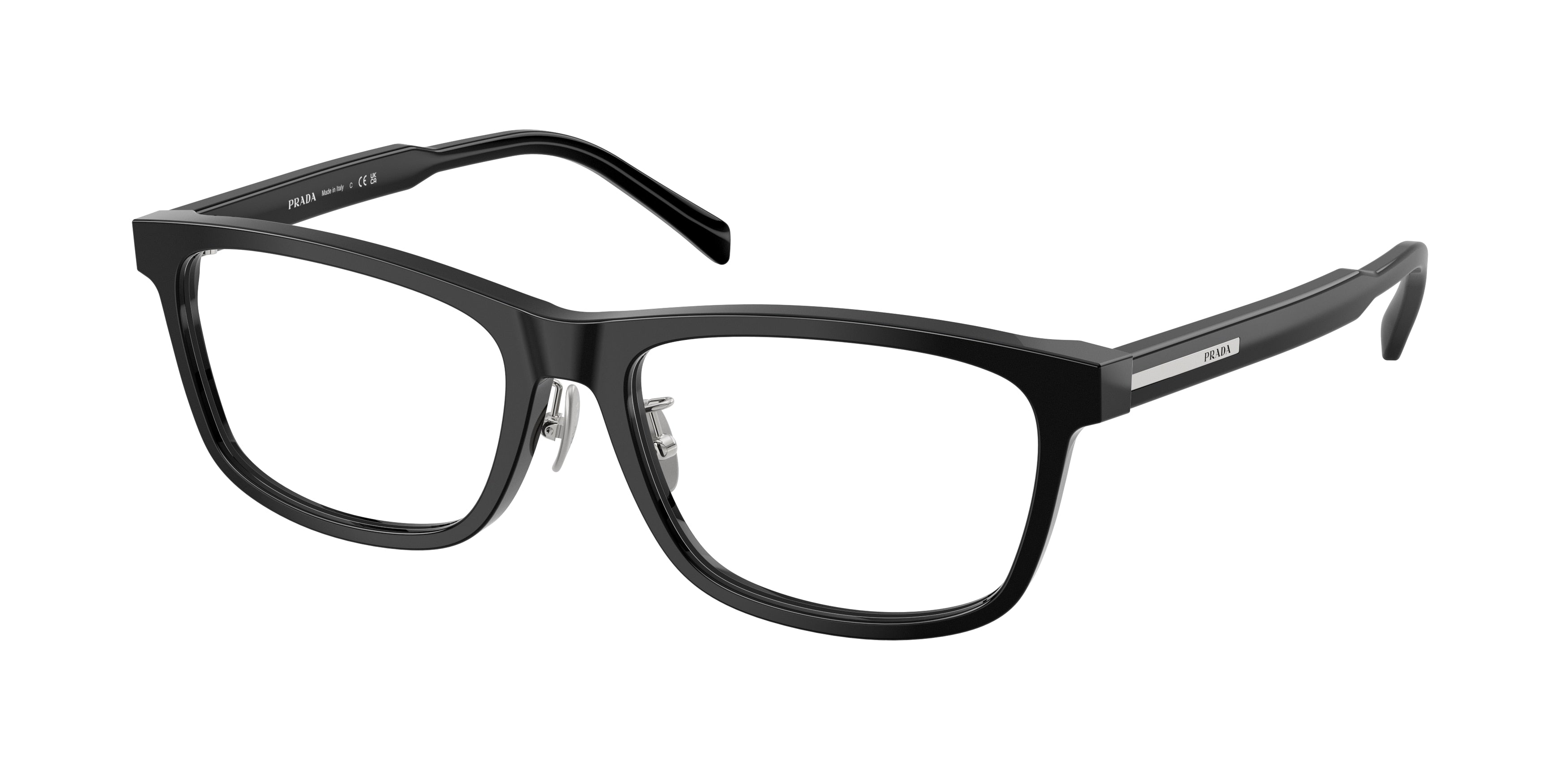 Prada PRB08VD Rectangle Eyeglasses  16K1O1-Black 56-145-17 - Color Map Black
