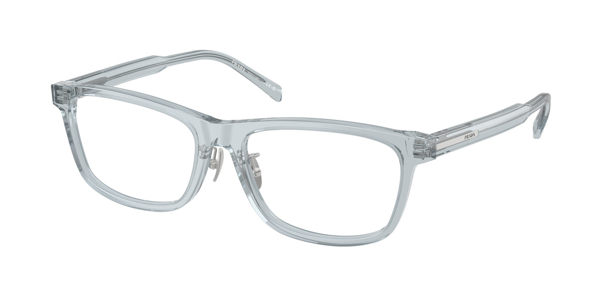 Prada PRB08VD Rectangle Eyeglasses 19T1O1-Blue Transparent 56-145-17 - Color Map Blue