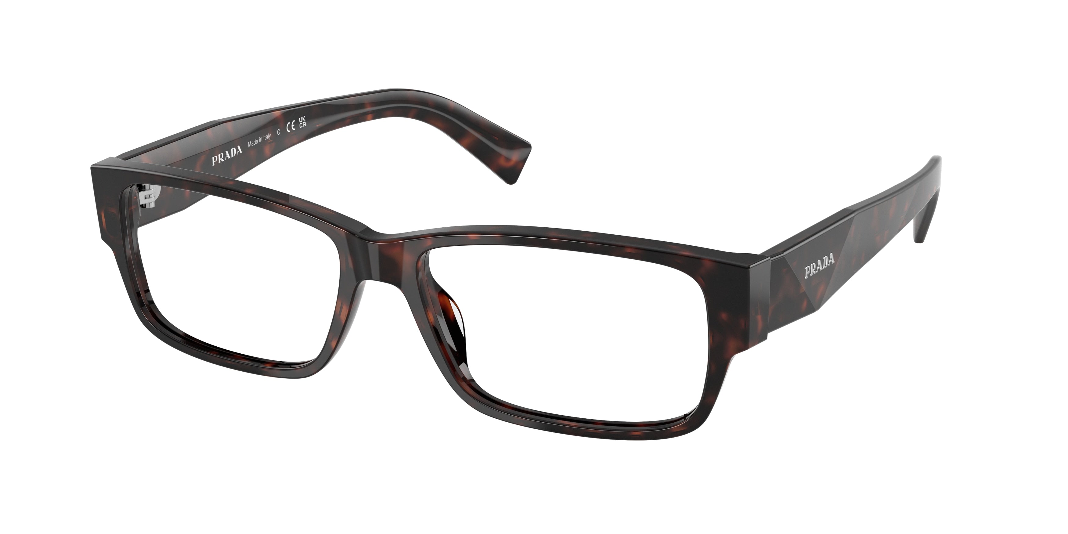 Prada PRB09VF Rectangle Eyeglasses 17N1O1-Root Havana 57-145-14 - Color Map Tortoise