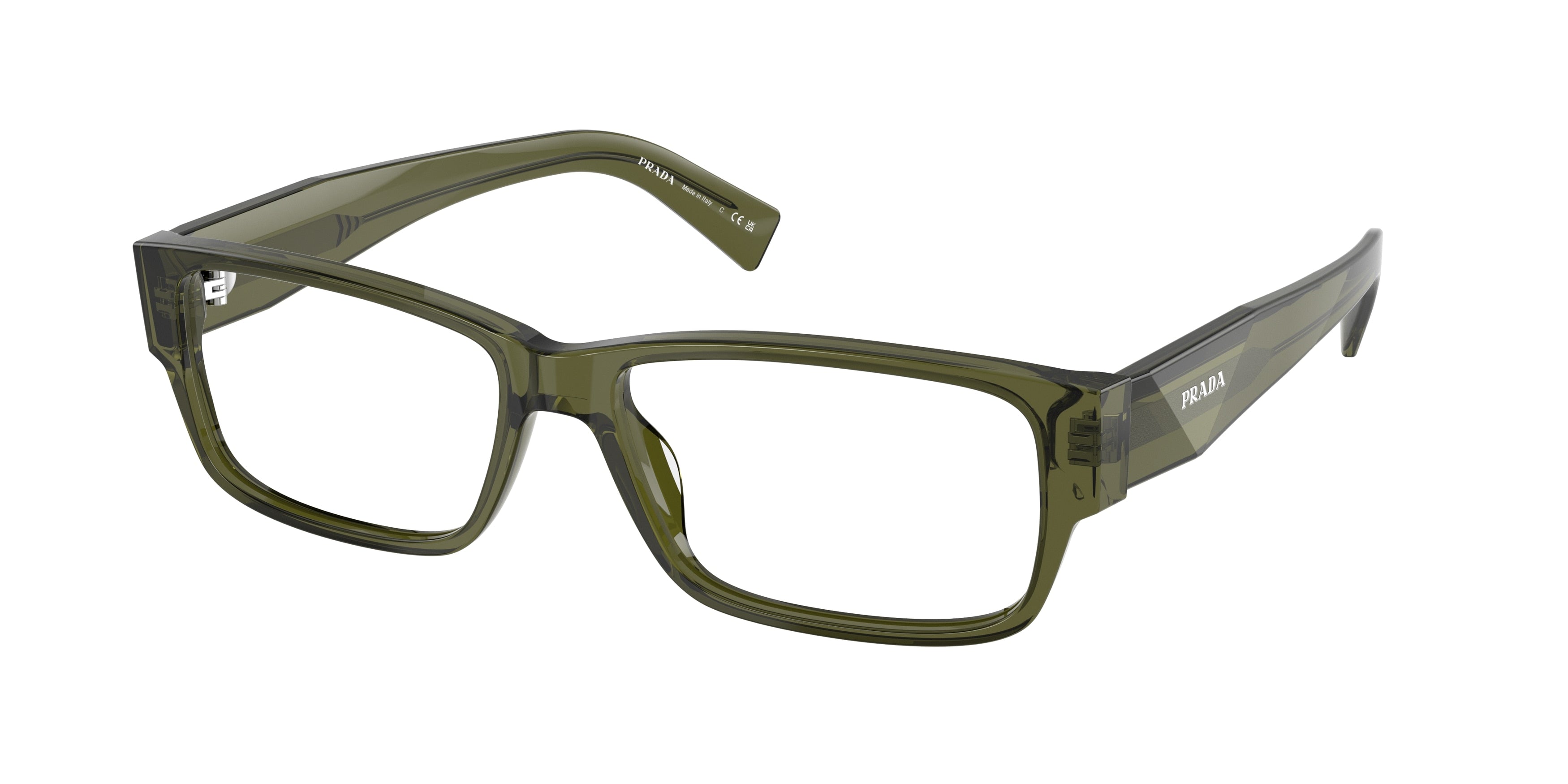 Prada PRB09VF Rectangle Eyeglasses 25A1O1-Transparent Green 57-145-14 - Color Map Green