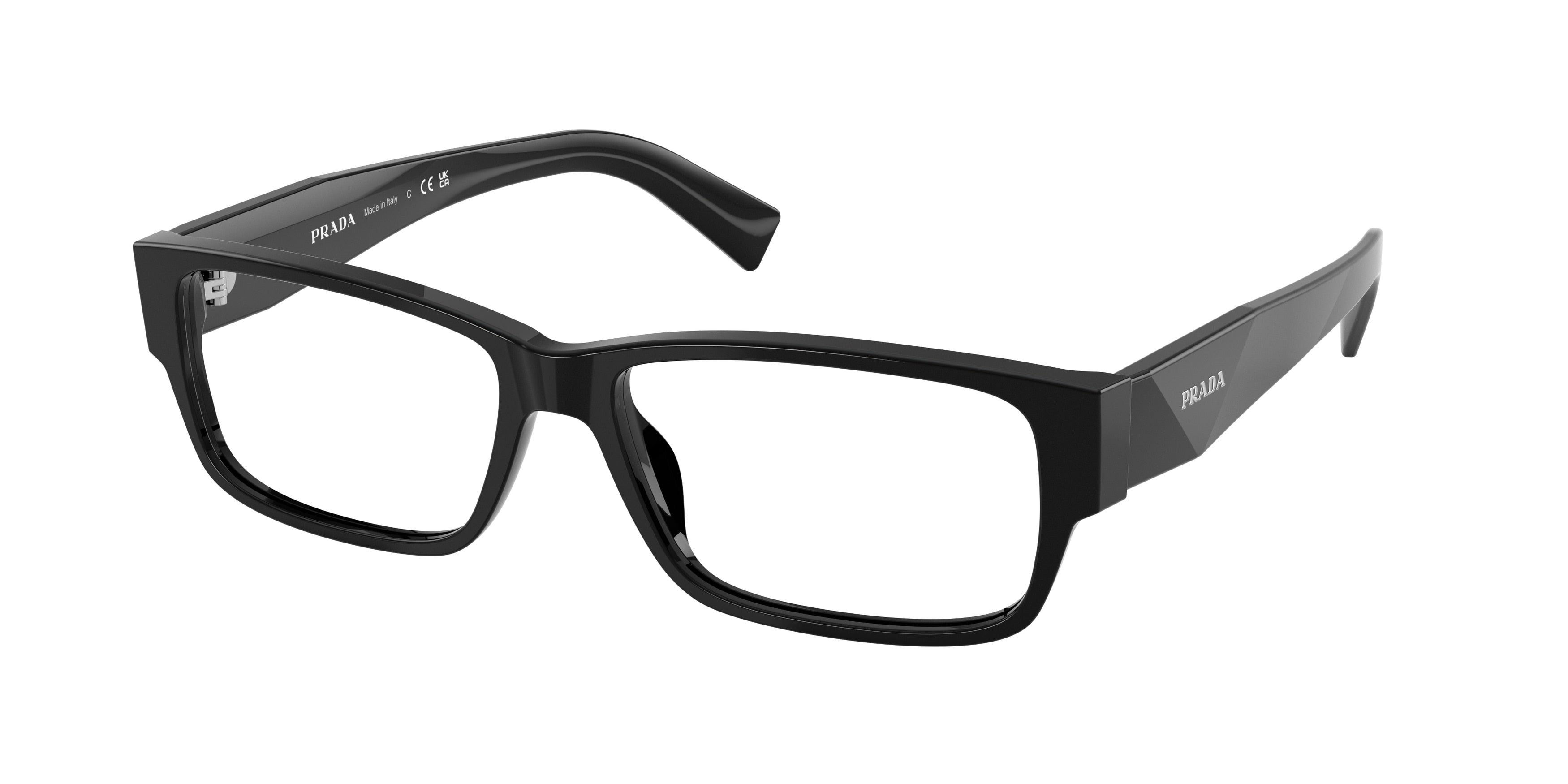 Prada PRB09V Rectangle Eyeglasses  16K1O1-Black 57-145-16 - Color Map Black
