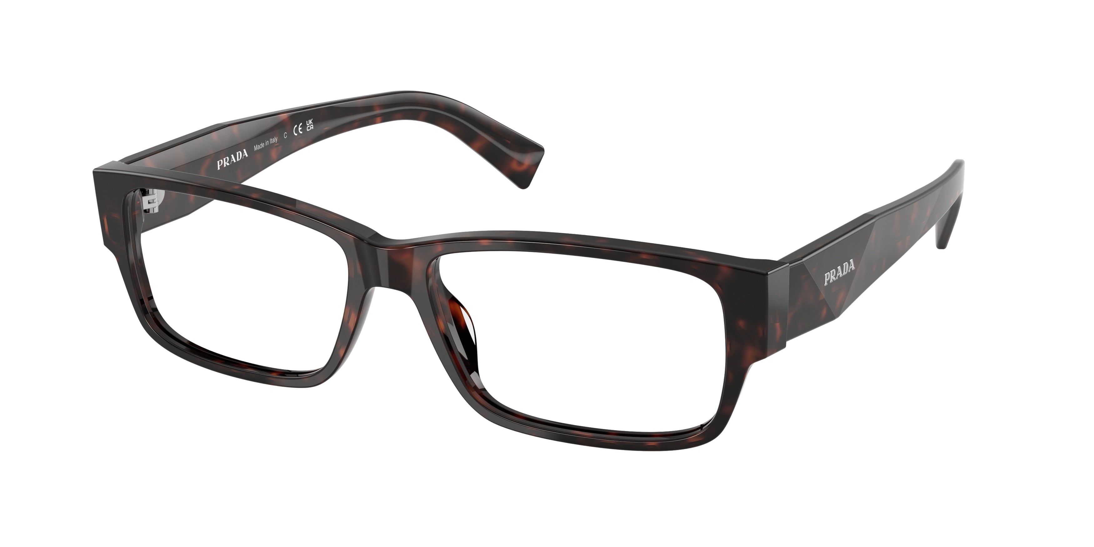 Prada PRB09V Rectangle Eyeglasses  17N1O1-Root Havana 57-145-16 - Color Map Tortoise