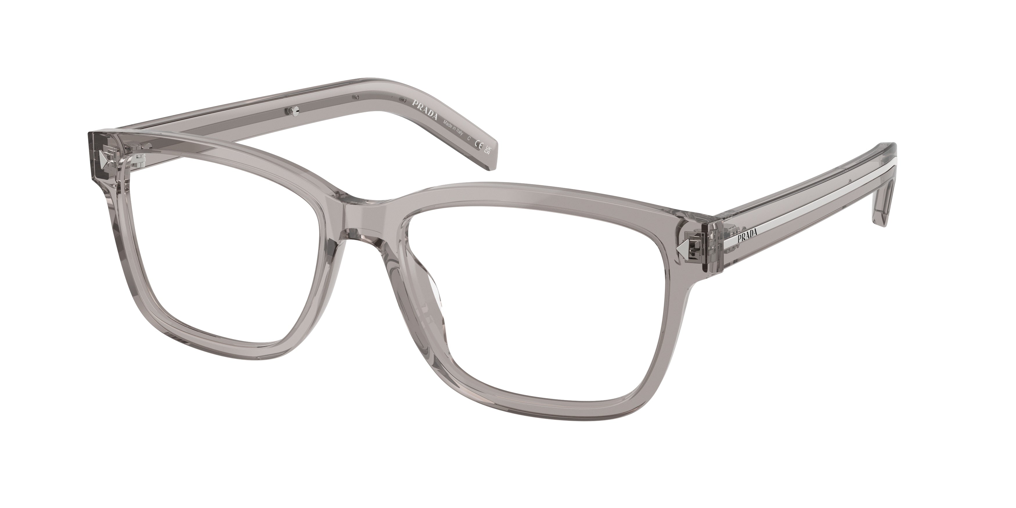 Prada PRB10V Rectangle Eyeglasses 10J1O1-Hematite 55-150-17 - Color Map Grey