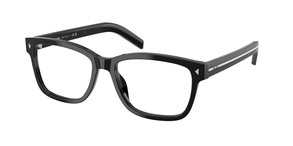 Prada PRB10V Rectangle Eyeglasses 16K1O1-Black 55-150-17 - Color Map Black