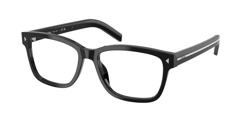 Prada PRB10V Rectangle Eyeglasses 16K1O1-Black 55-150-17 - Color Map Black