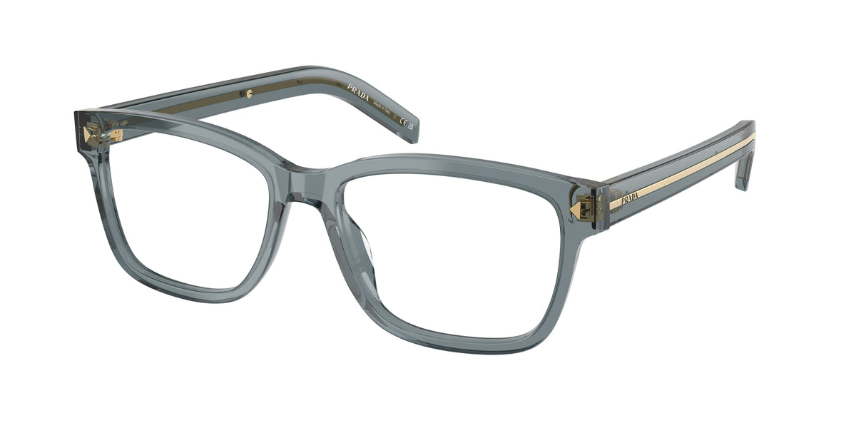 Prada PRB10V Rectangle Eyeglasses 17T1O1-Transparent Ocean 55-150-17 - Color Map Blue