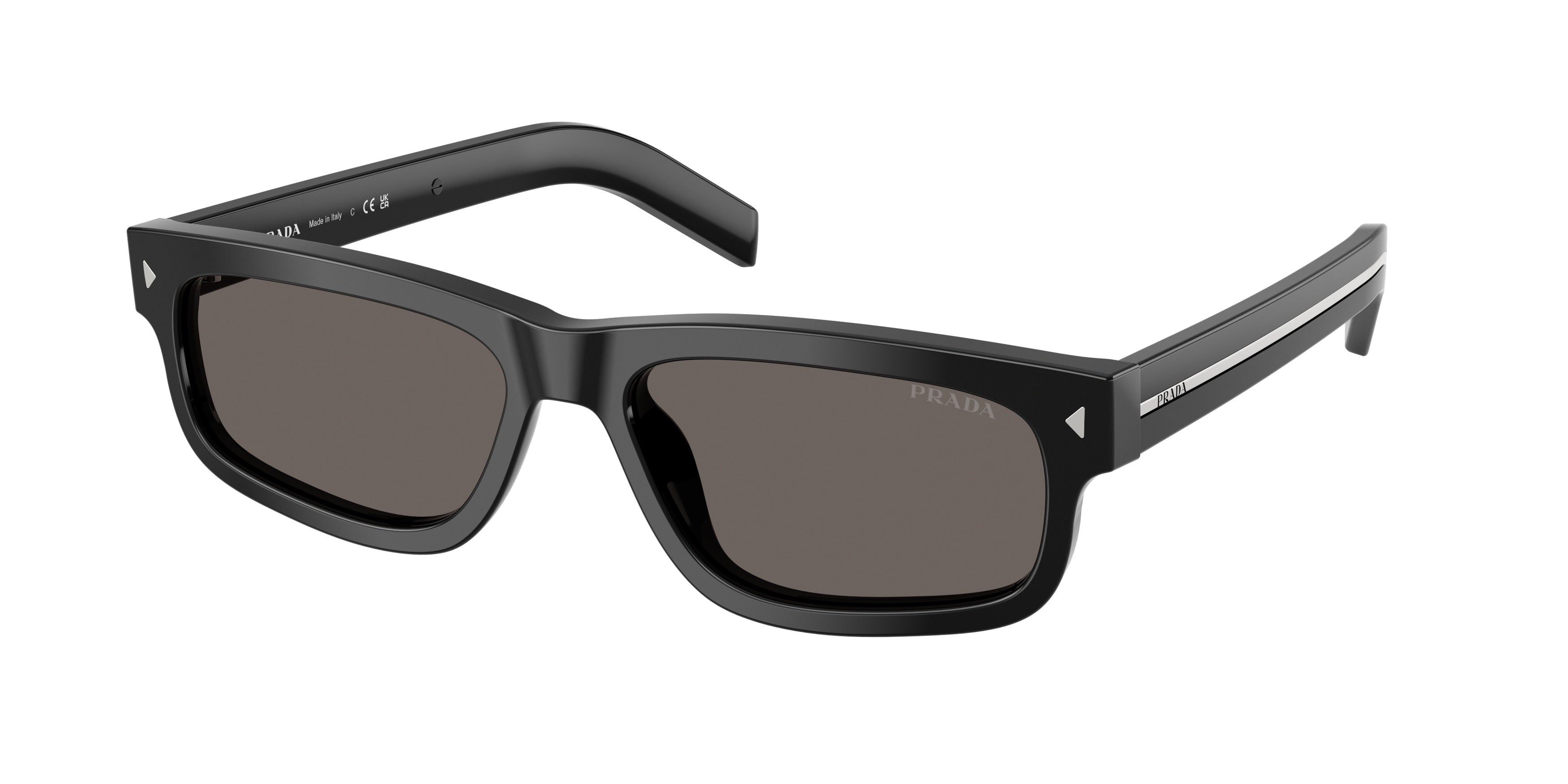 Prada PRB11SF Rectangle Sunglasses 16K731-Black 57-145-15 - Color Map Black