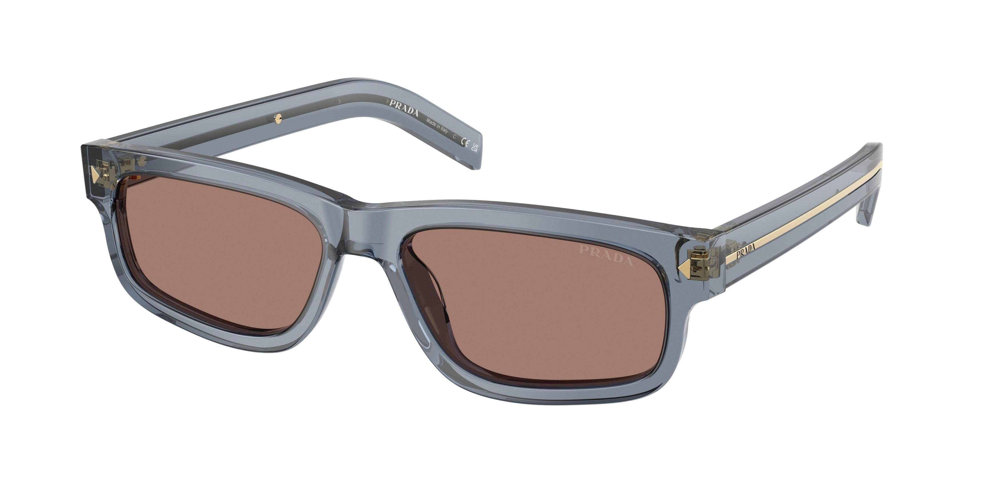 Prada PRB11S Rectangle Sunglasses 17T05D-Transparent Ocean 55-145-17 - Color Map Blue