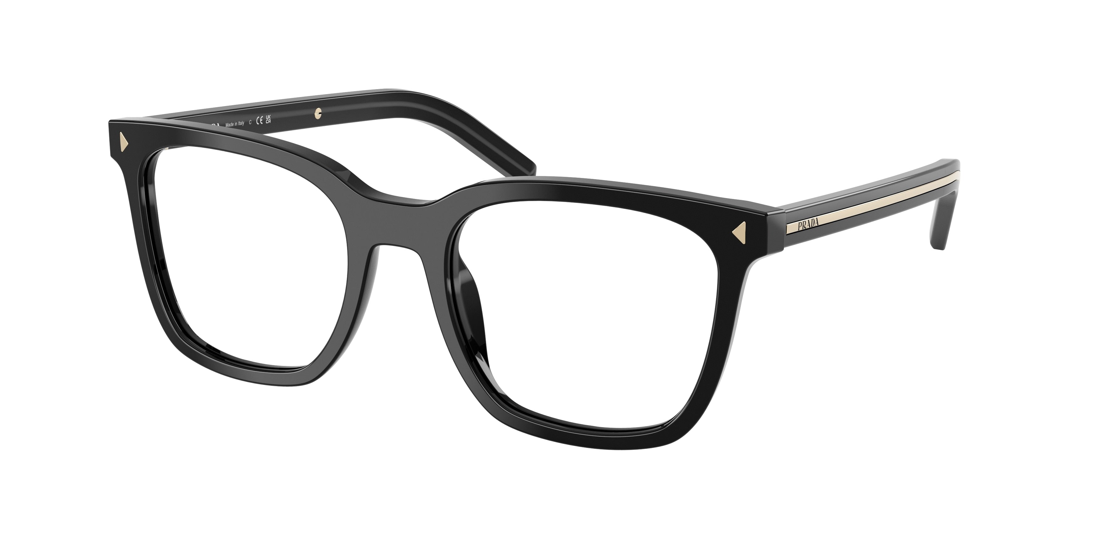 Prada PRB11V Pillow Eyeglasses 16K1O1-Black 52-145-20 - Color Map Black