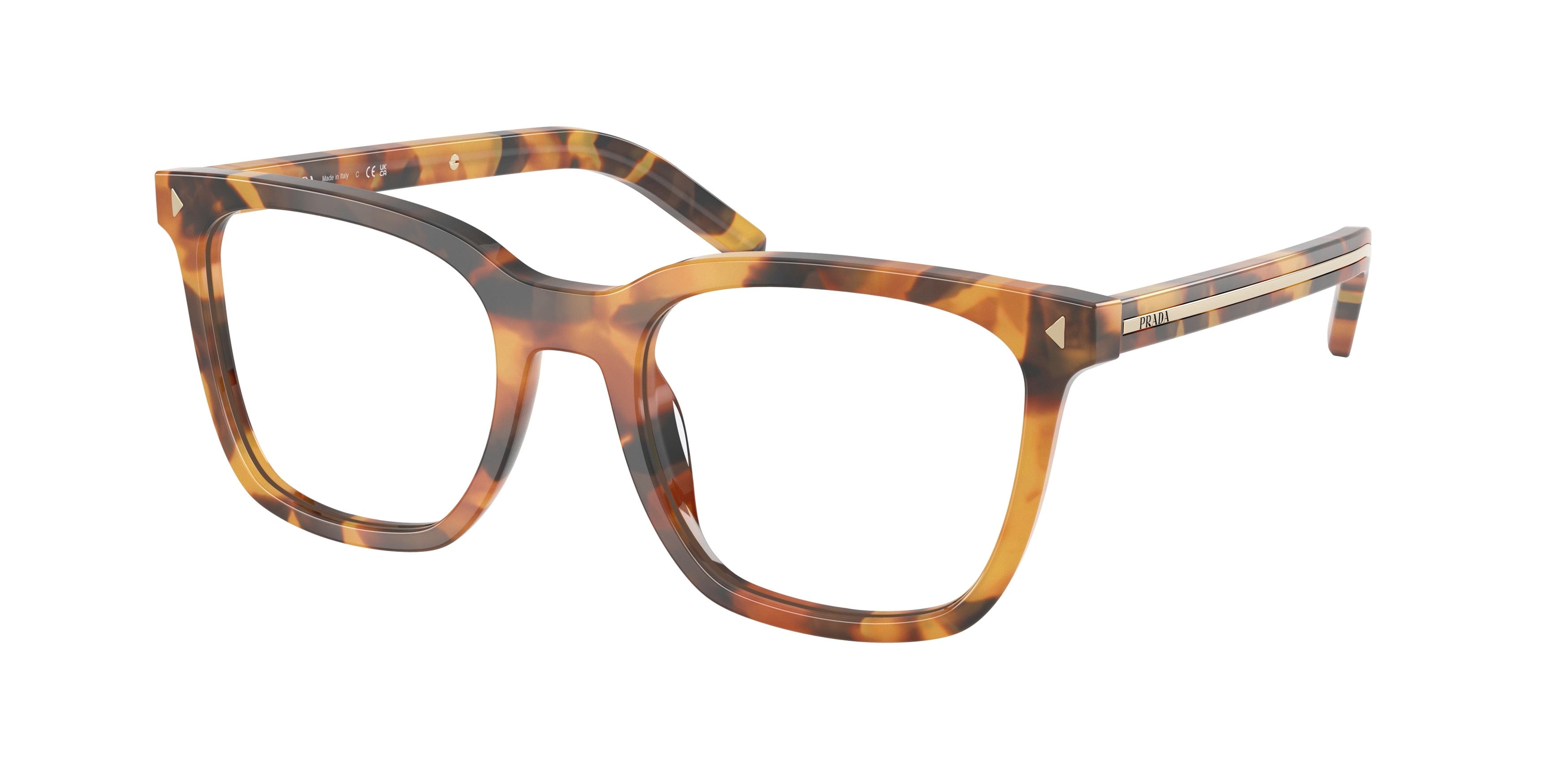 Prada PRB11V Pillow Eyeglasses 29C1O1-Cinnamon Tortoise 52-145-20 - Color Map Tortoise