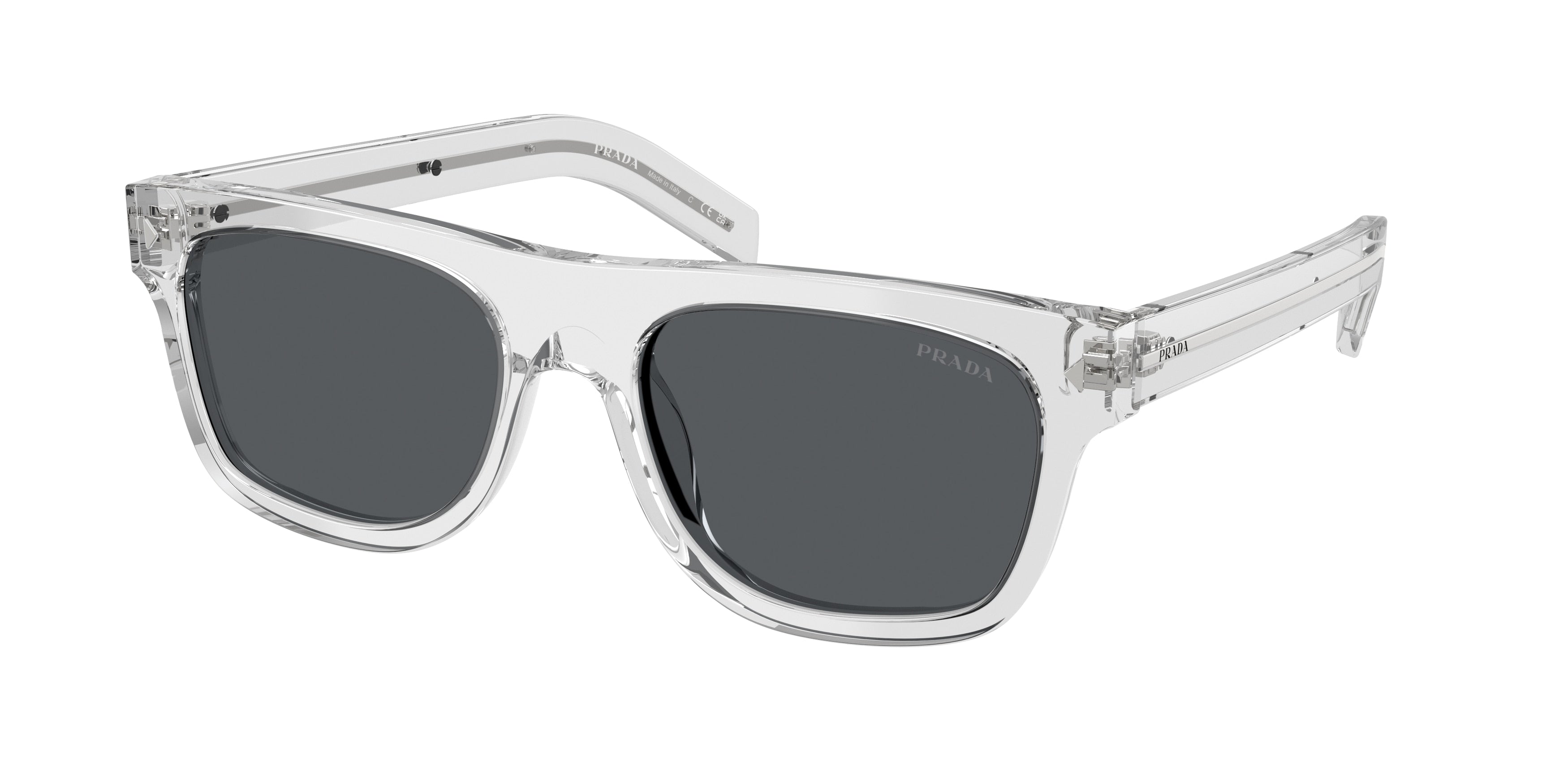 Prada PRB12SF Pillow Sunglasses 12R07T-Transparent Grey 55-145-19 - Color Map Grey