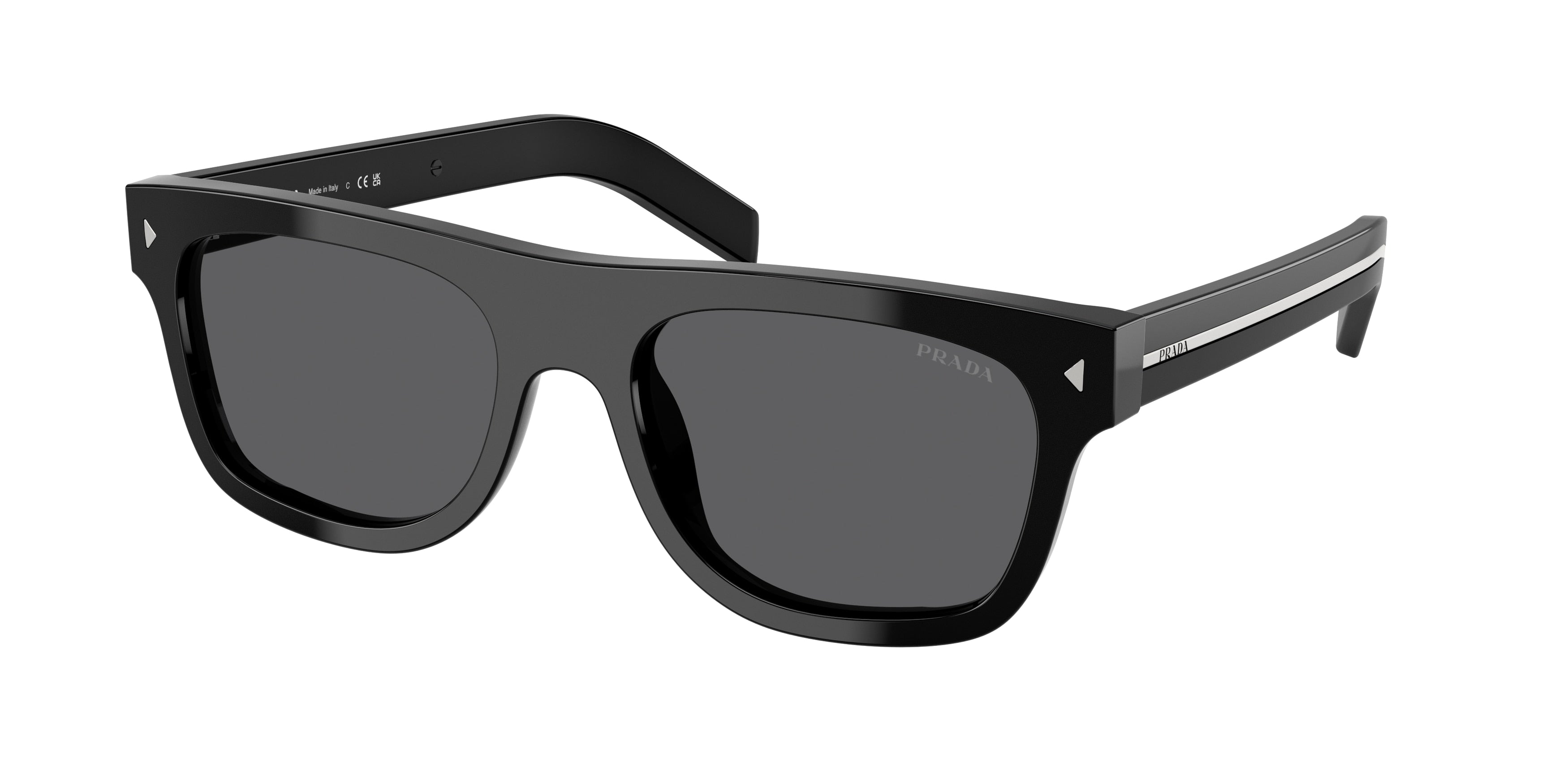 Prada PRB12SF Pillow Sunglasses 16K731-Black 55-145-19 - Color Map Black