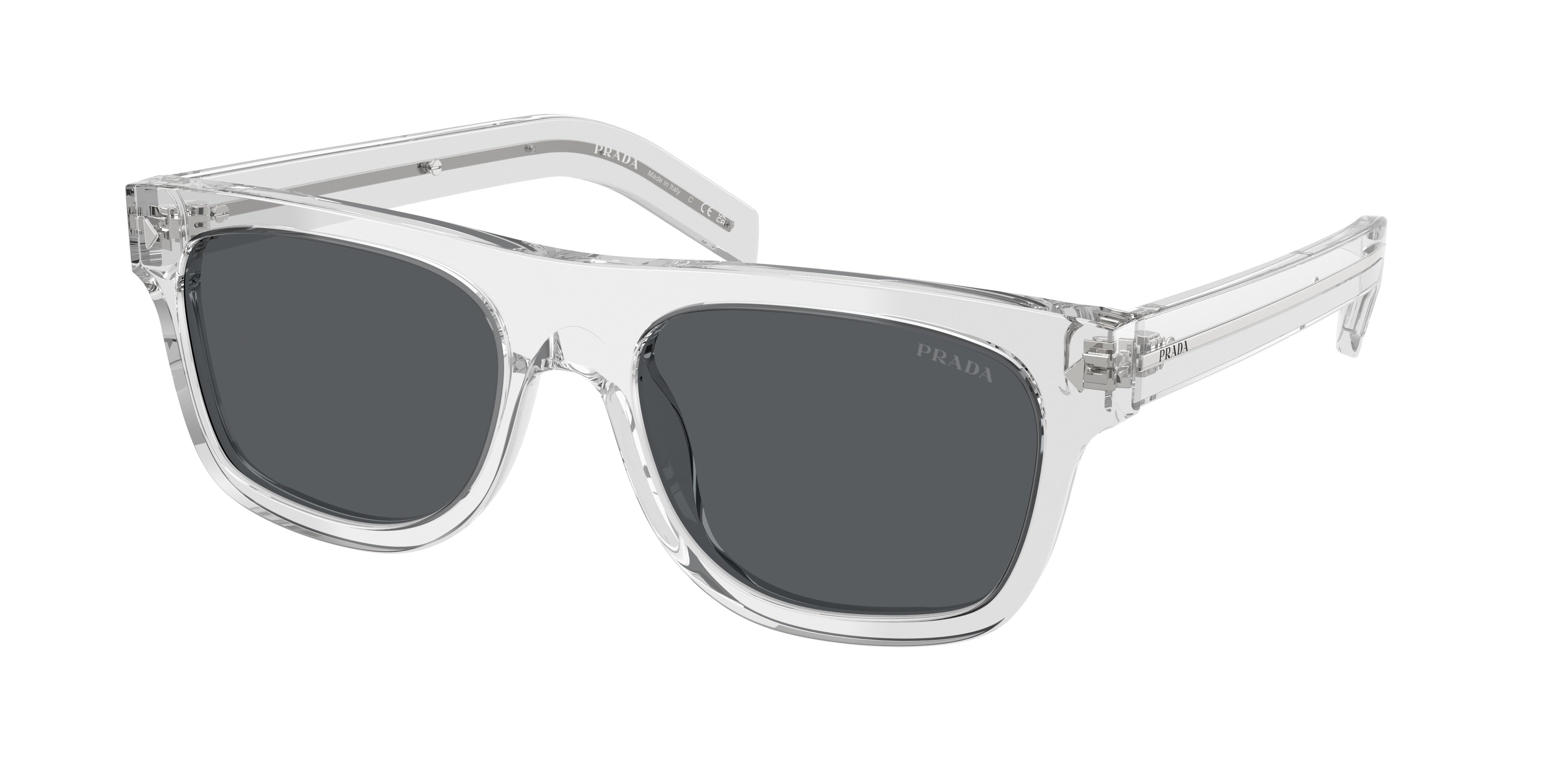 Prada PRB12S Pillow Sunglasses 12R07T-Transparent Grey 55-145-19 - Color Map Grey