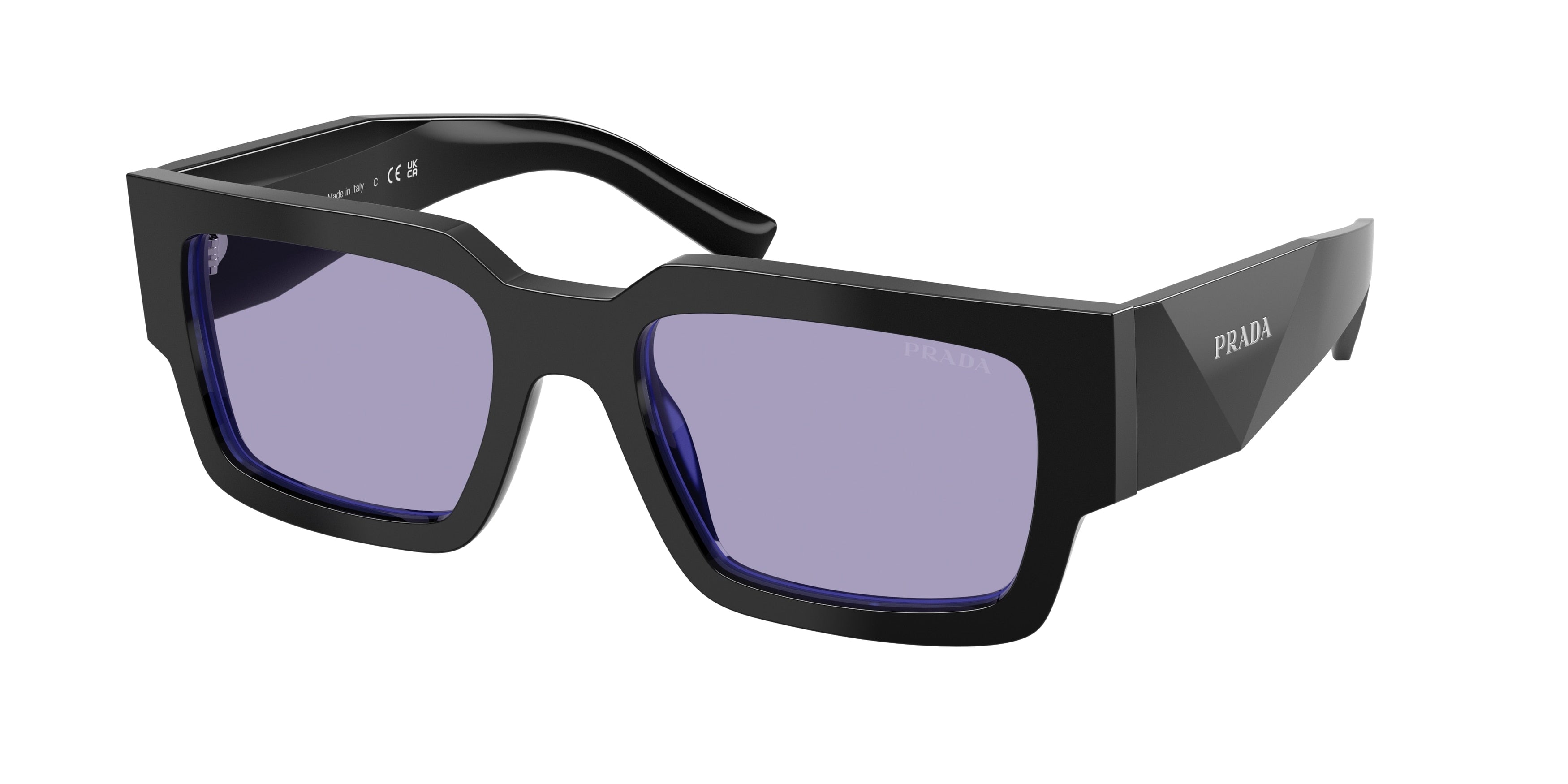 Prada PRB17S Rectangle Sunglasses 16K01O-Black/Purple 54-145-20 - Color Map Black