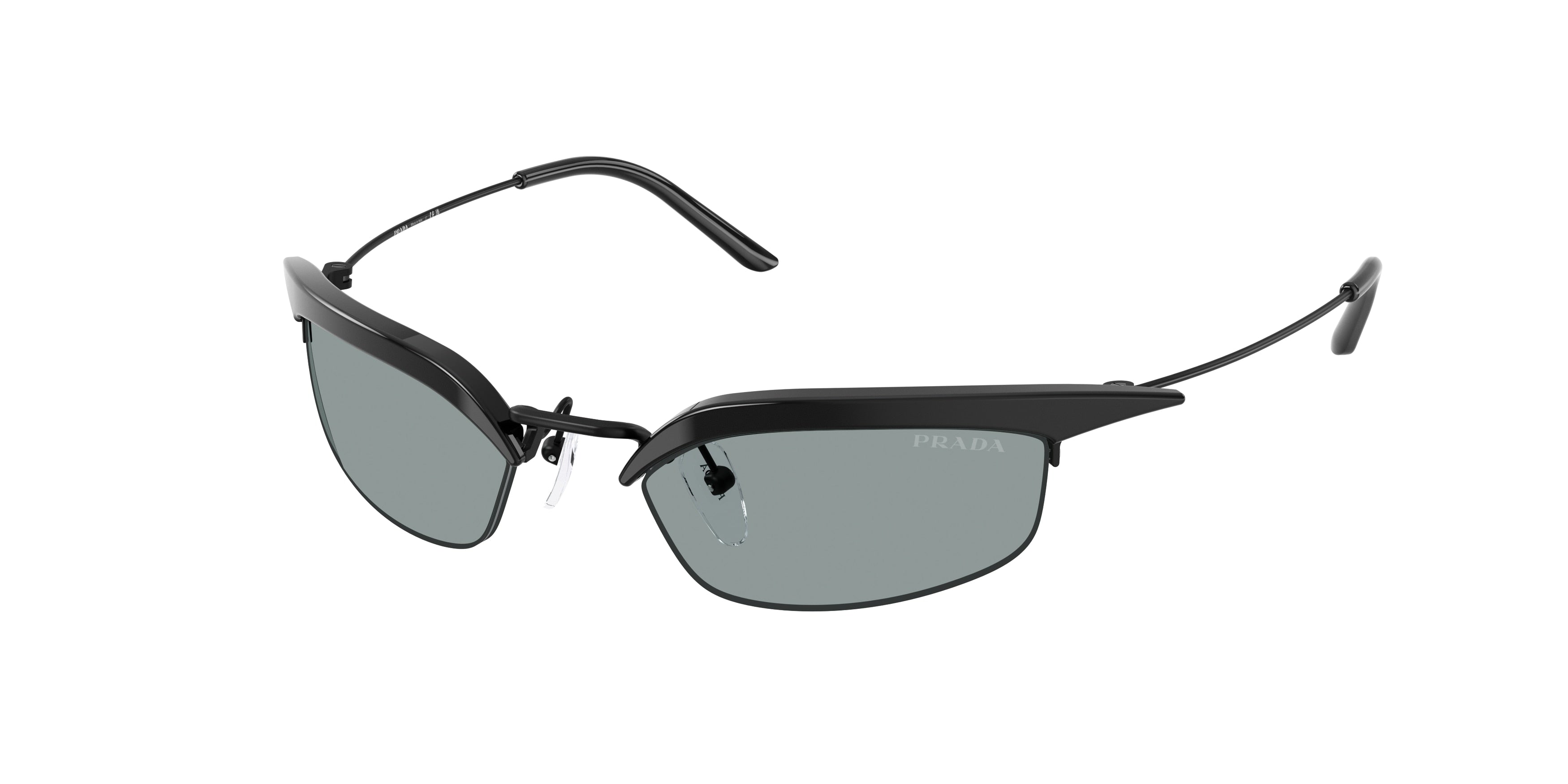 Prada PRB50S Rectangle Sunglasses 1AB3C2-Black 52-125-19 - Color Map Black