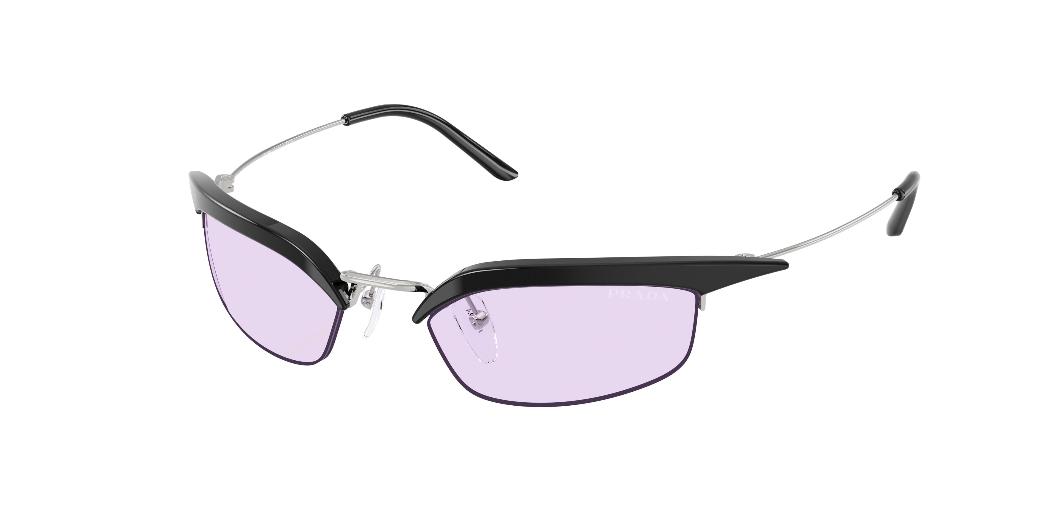 Prada PRB50S Rectangle Sunglasses  TZM40J-Black/Silver 52-125-19 - Color Map Black