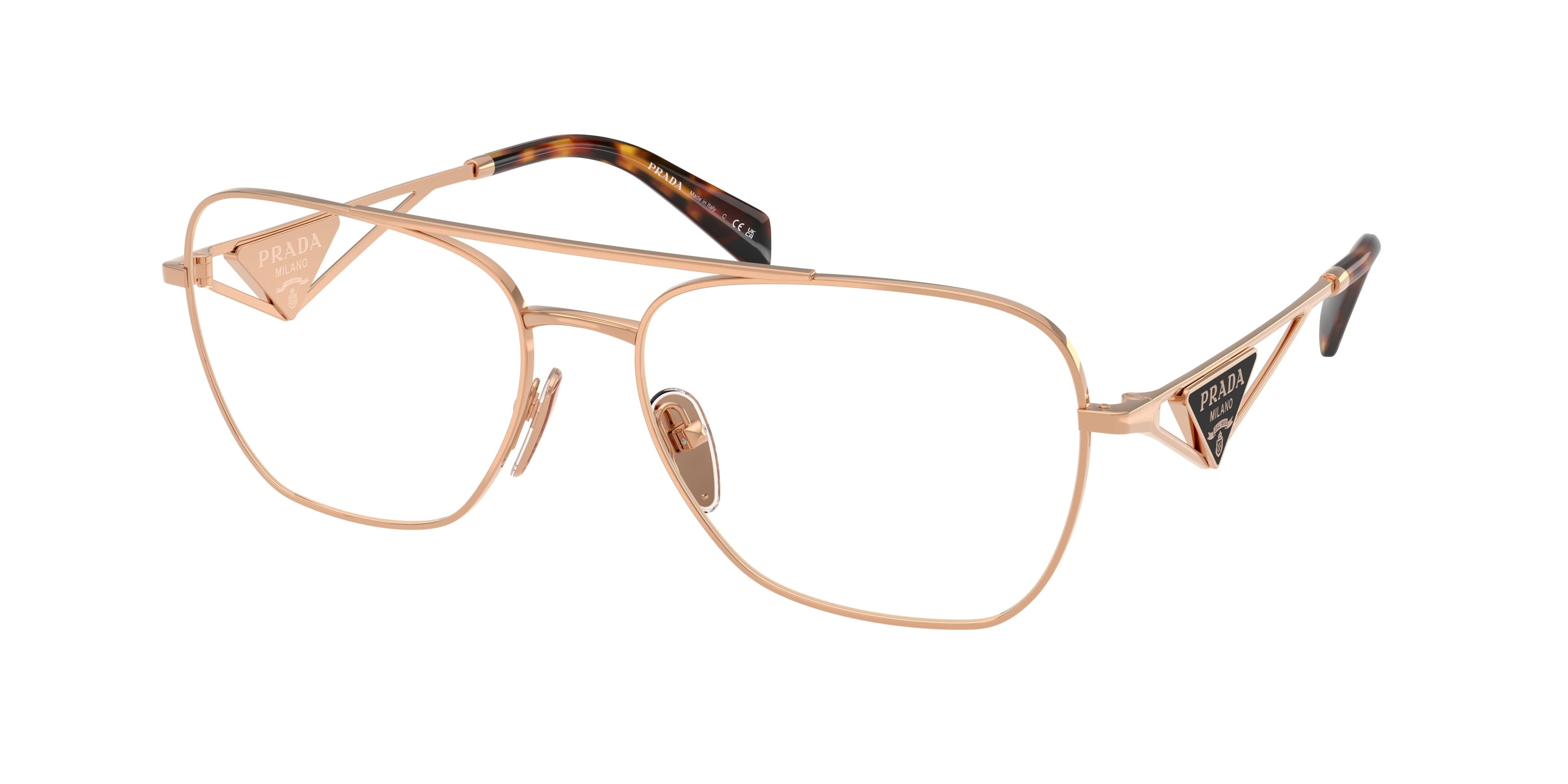 Prada PRB50V Pilot Eyeglasses SVF1O1-Rose Gold 59-140-17 - Color Map Gold
