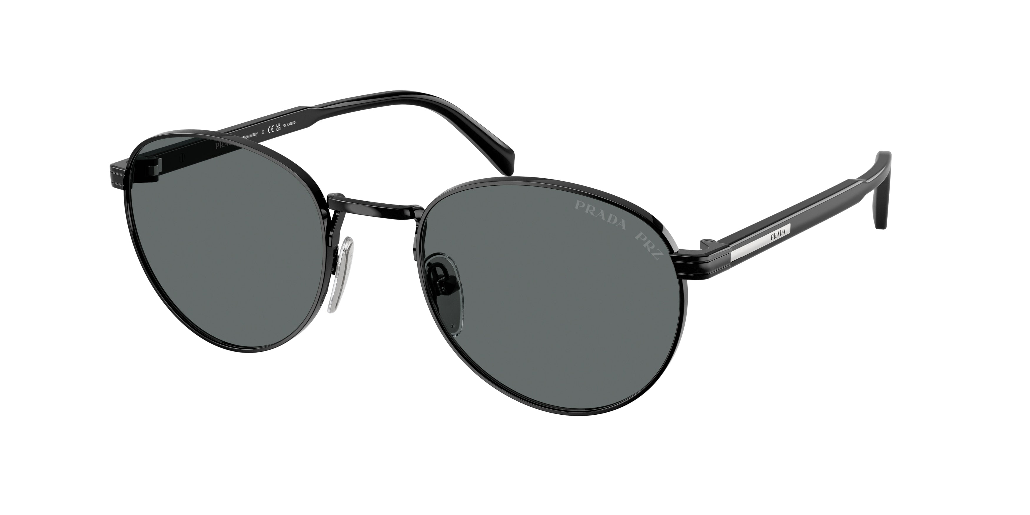 Prada PRB51S Oval Sunglasses  1AB5Z1-Shiny Black 53-145-21 - Color Map Black
