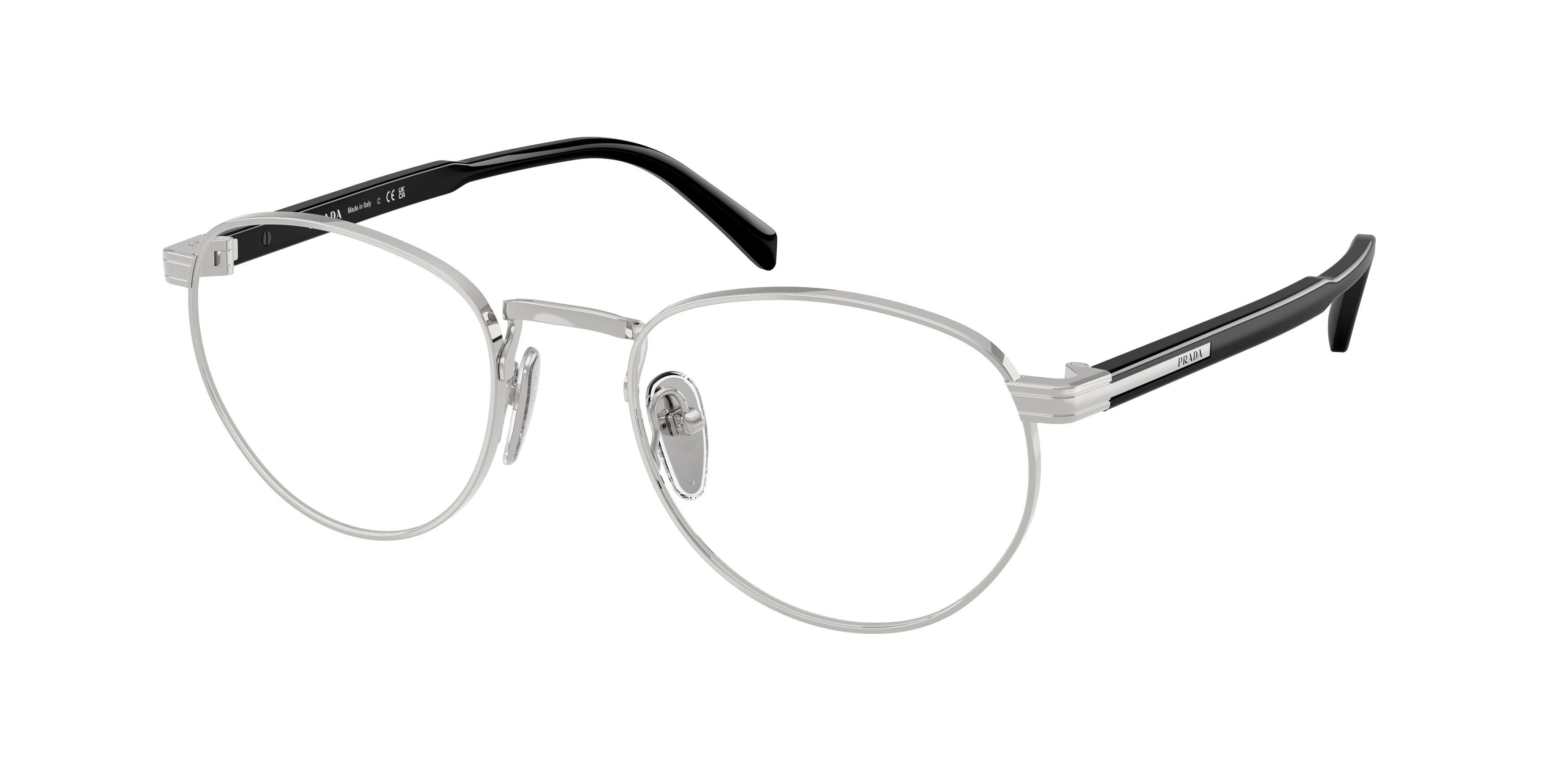 Prada PRB52V Phantos Eyeglasses 1BC1O1-Silver 53-145-20 - Color Map Silver