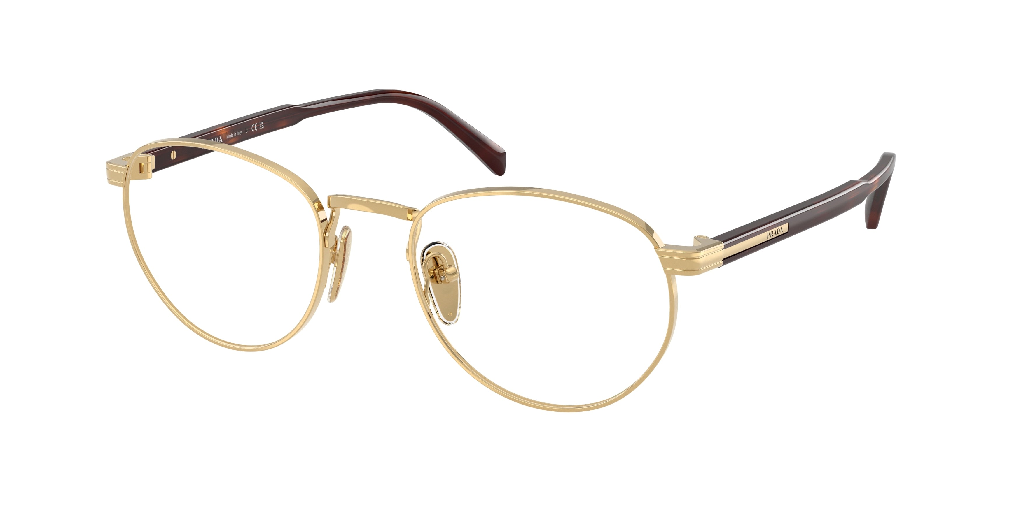 Prada PRB52V Phantos Eyeglasses 5AK1O1-Gold 53-145-20 - Color Map Gold