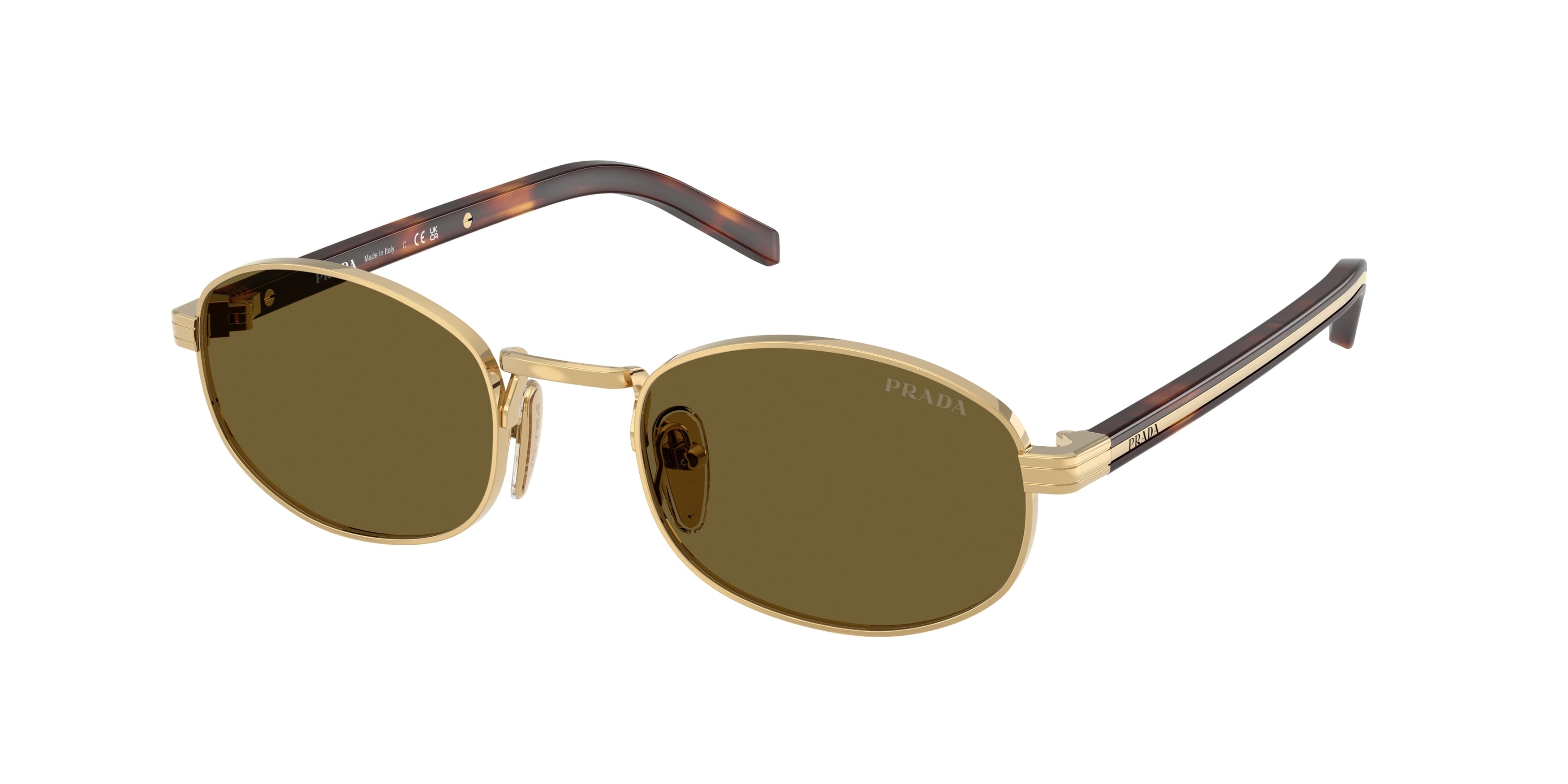 Prada PRB53S Oval Sunglasses 5AK09Z-Gold 52-145-21 - Color Map Gold