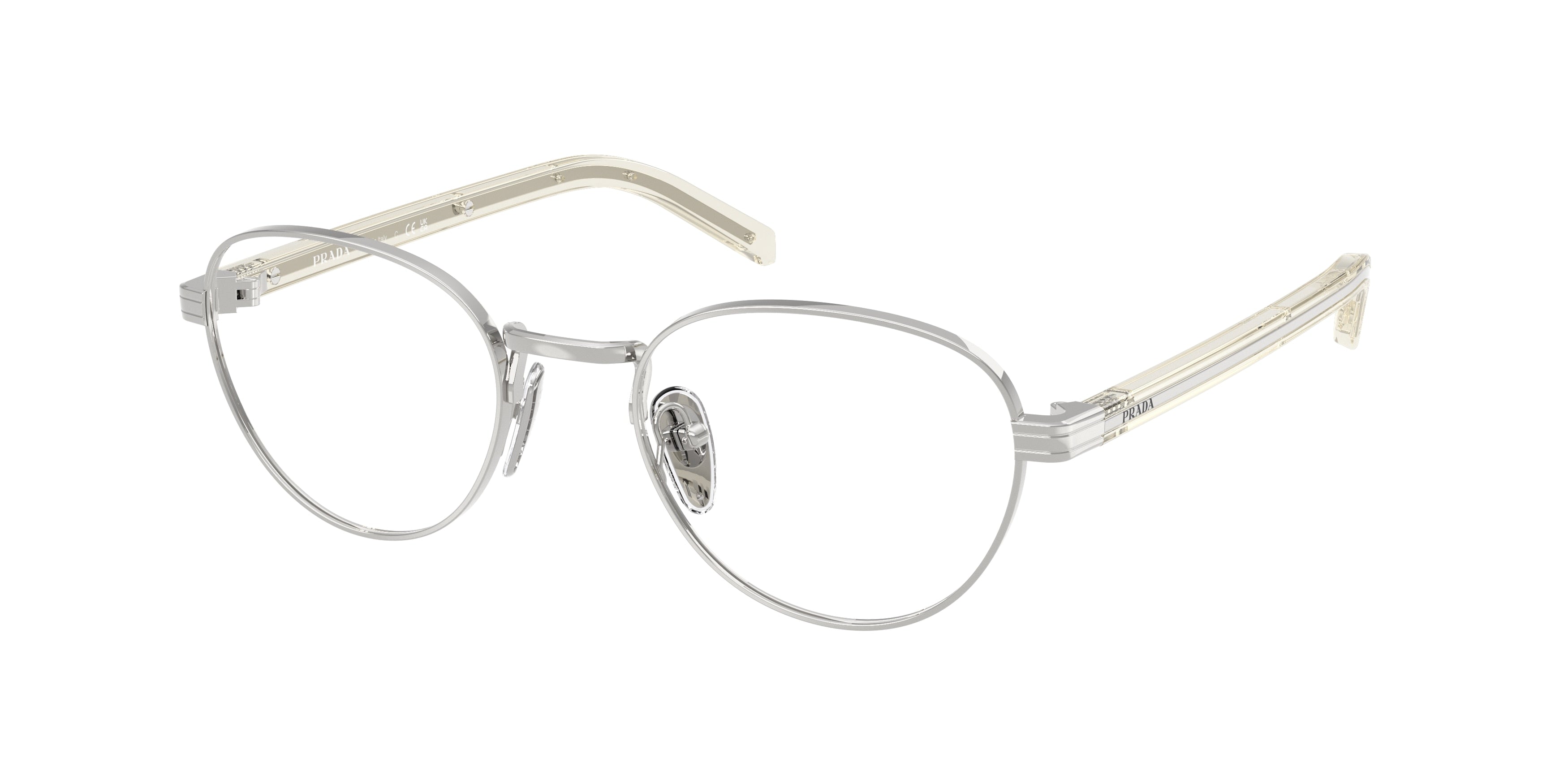 Prada PRB53V Round Eyeglasses  1BC1O1-Silver 51-145-20 - Color Map Silver