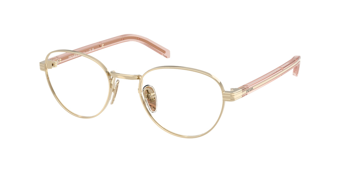 Prada PRB53V Round Eyeglasses ACX1O1-Pale Gold 51-145-20 - Color Map Gold
